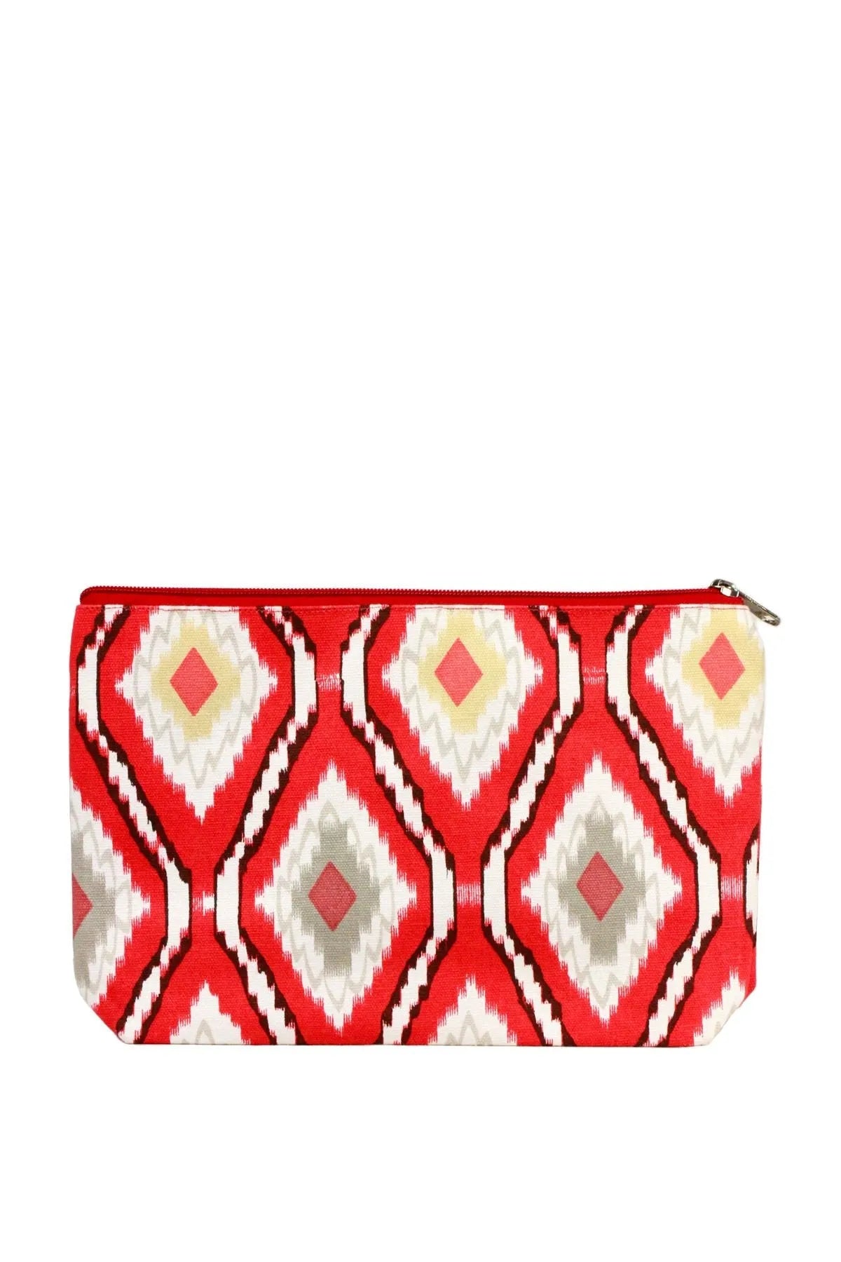 Stylish Ikat Print Cosmetic Bag for Makeup & Travel - Waterproof & Durable Makeup Organizer for Women | Perfect for Gym, Beach & Everyday Use
