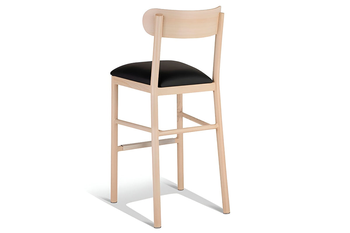 MS Hospitality Bodon Bar Stool - 29.5 Inch Seat Height, Adjustable Commercial Bar Stools for Kitchen Island, Restaurant & Home Bar - Durable Metal Frame & PU Cushion