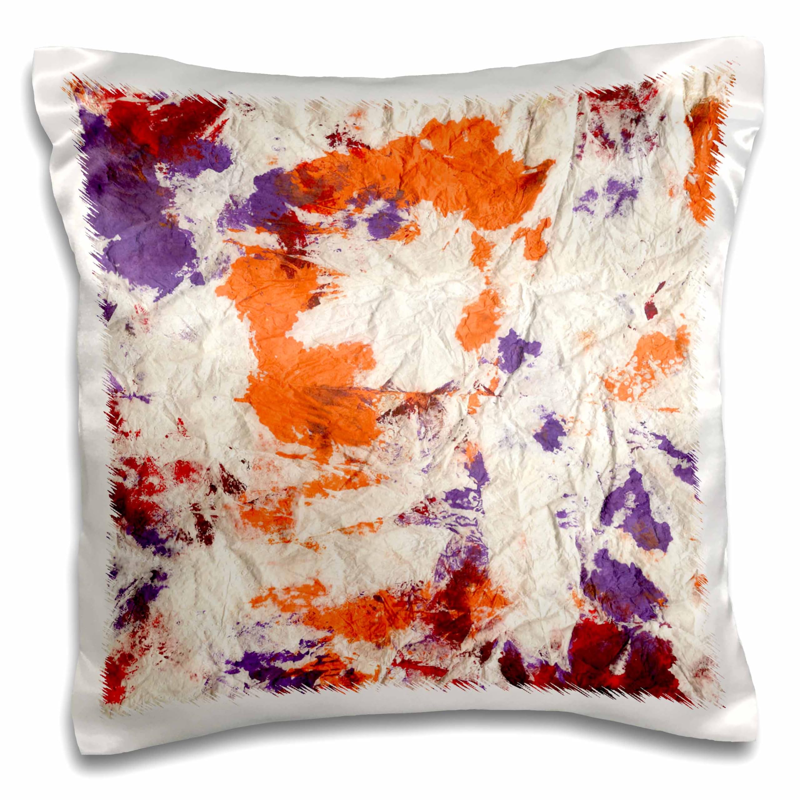 3D Rose Orange Purple Red Wrinkled Paper Towel Print Pillow Case - 16x16 Inch Decorative Throw Pillow Cover for Living Room, Bedroom, Sofa, Couch