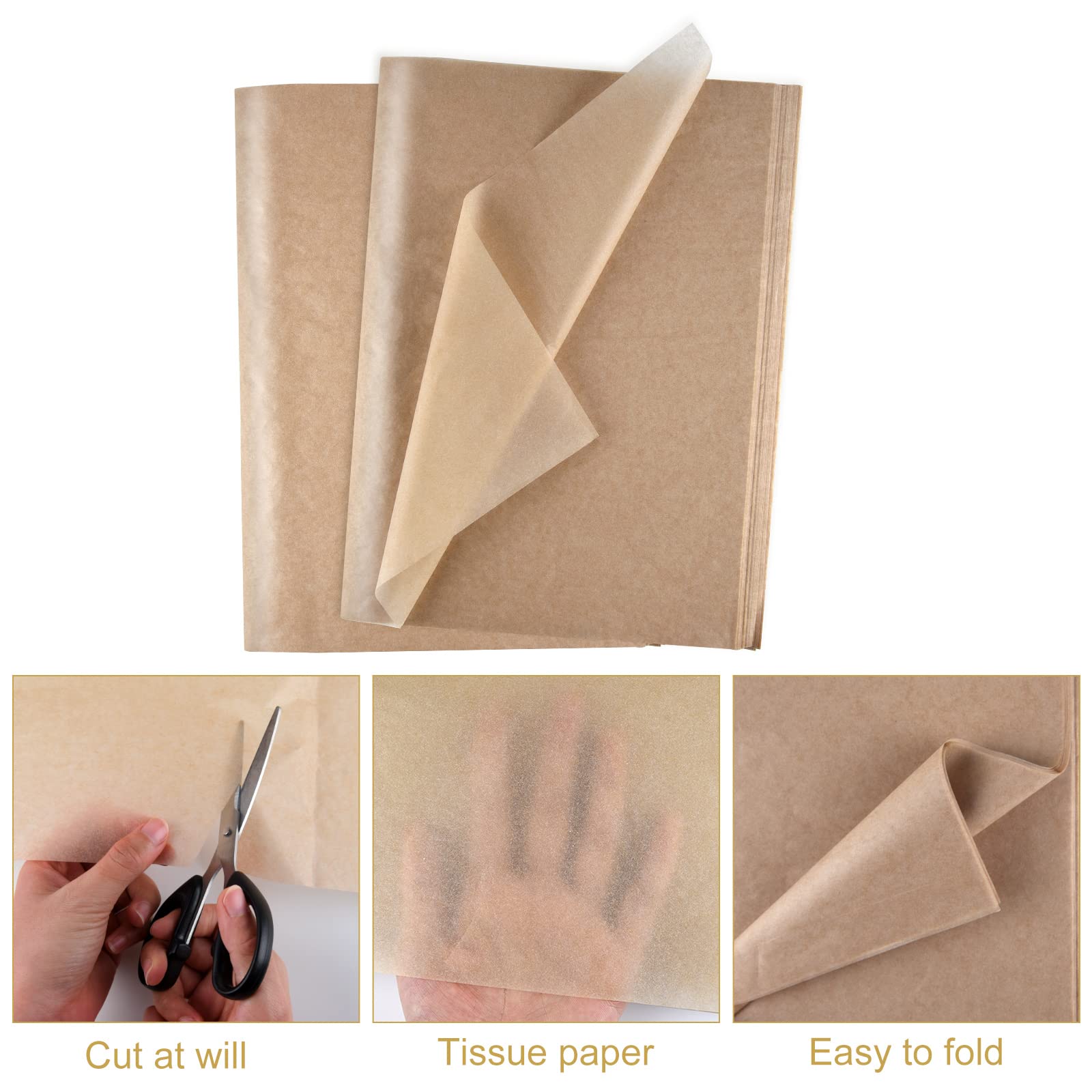 TUPARKA 100 Sheets Kraft Tissue Paper 14x20 Inches - Bulk Brown Gift Wrapping Paper for Birthday, Party, Wedding, Holiday & Crafts Decor | Eco-Friendly Packaging, DIY Projects, Present Wrapping