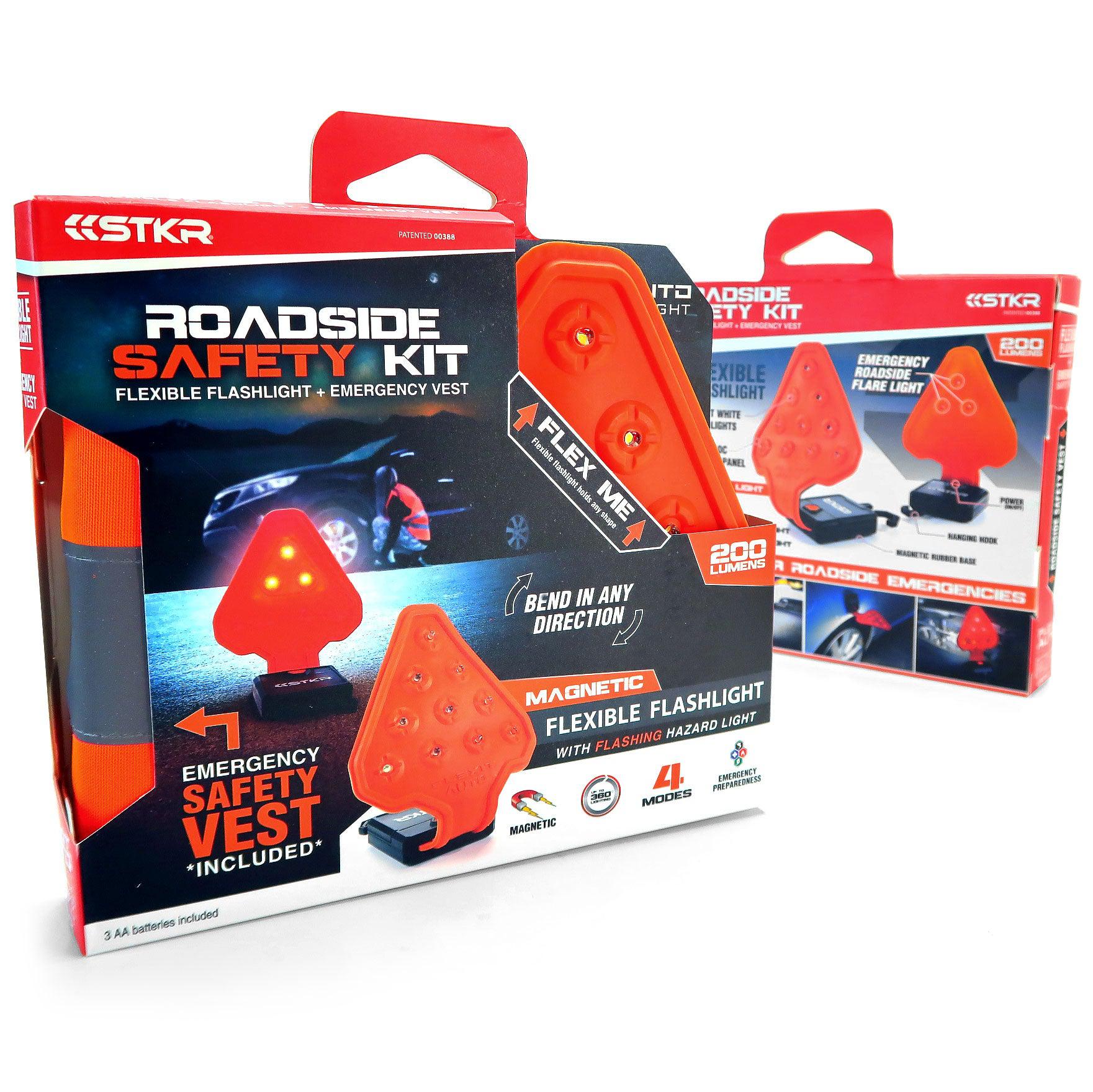 LTO FLEXIT Auto Emergency Roadside Kit - Flexible LED Flashlight, Reflective Safety Vest & Car Accessories for Night Driving, Camping & Outdoor Adventures