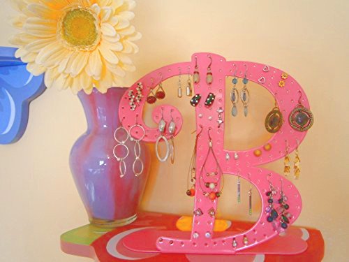 RMP Black Metal Letter B Earring Holder - Stylish Jewelry Organizer for Earrings, Studs & Hoops - Perfect for Bedroom, Bathroom & Travel