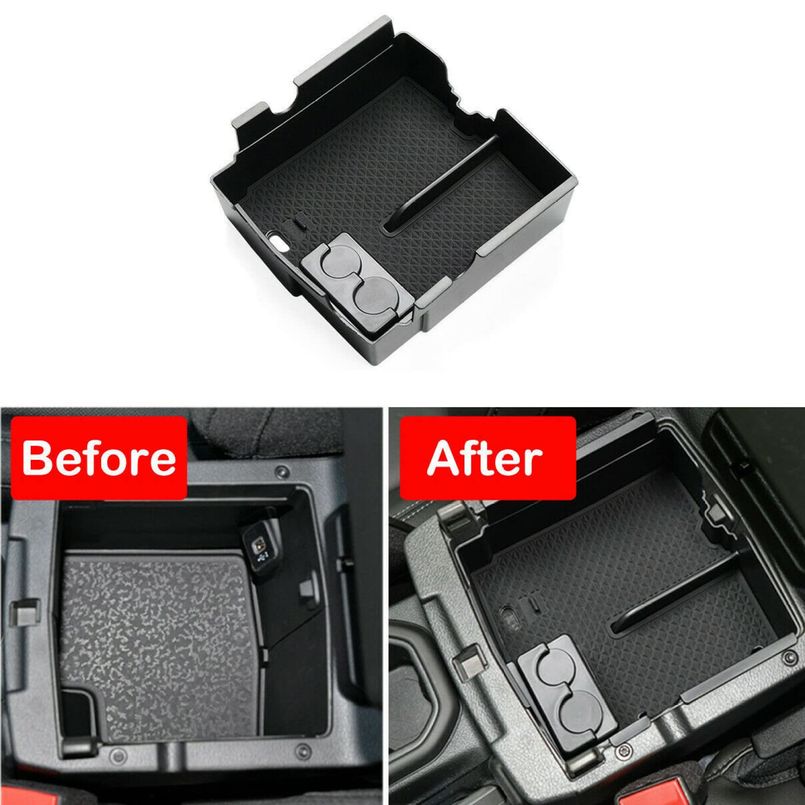 Jeep Wrangler JL & Gladiator JT Center Console Organizer (2018-2022) - Armrest Storage Tray with Secondary Compartment | Perfect for Road Trips & Off-Road Adventures