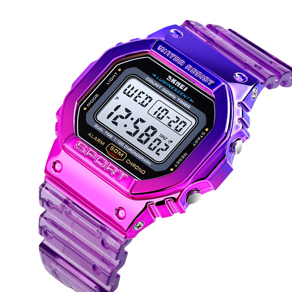 Gosasa Women's Digital Watch - Gradient Color Silicone Waterproof Sports Wristwatch for Casual Wear, Fitness & Student Lifestyle | Perfect for Running, Gym & Everyday Use