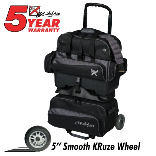 KR Strikeforce Konvoy Black Carbon 4 Ball Bowling Roller Bag - Durable & Lightweight for Tournaments & League Play