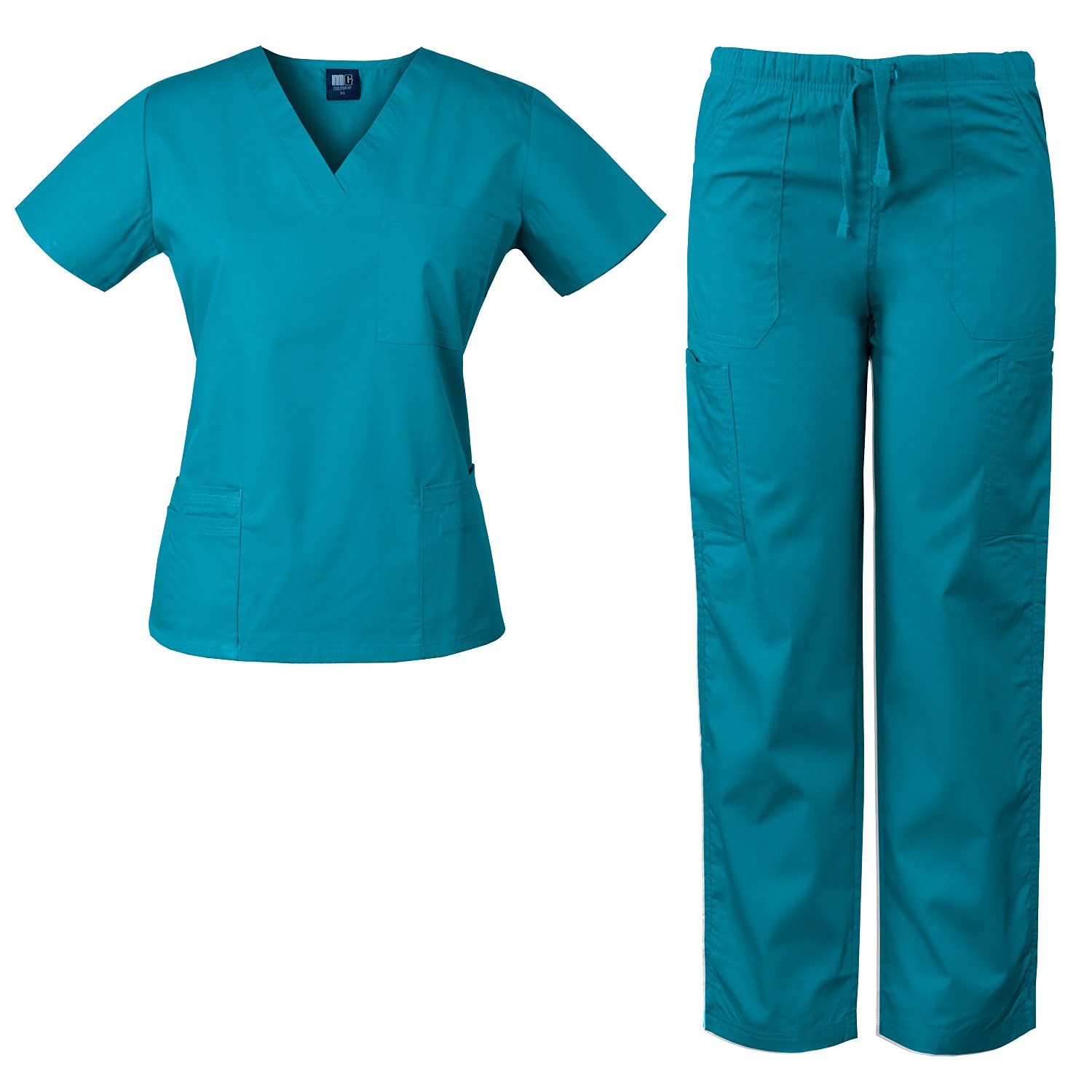 Medgear Women's Scrubs Set - 4 Pocket Top & Multi-Pocket Pants | Comfortable Medical Uniform for Nurses, Doctors & Healthcare Workers | Perfect for Hospitals, Clinics & Long Shifts