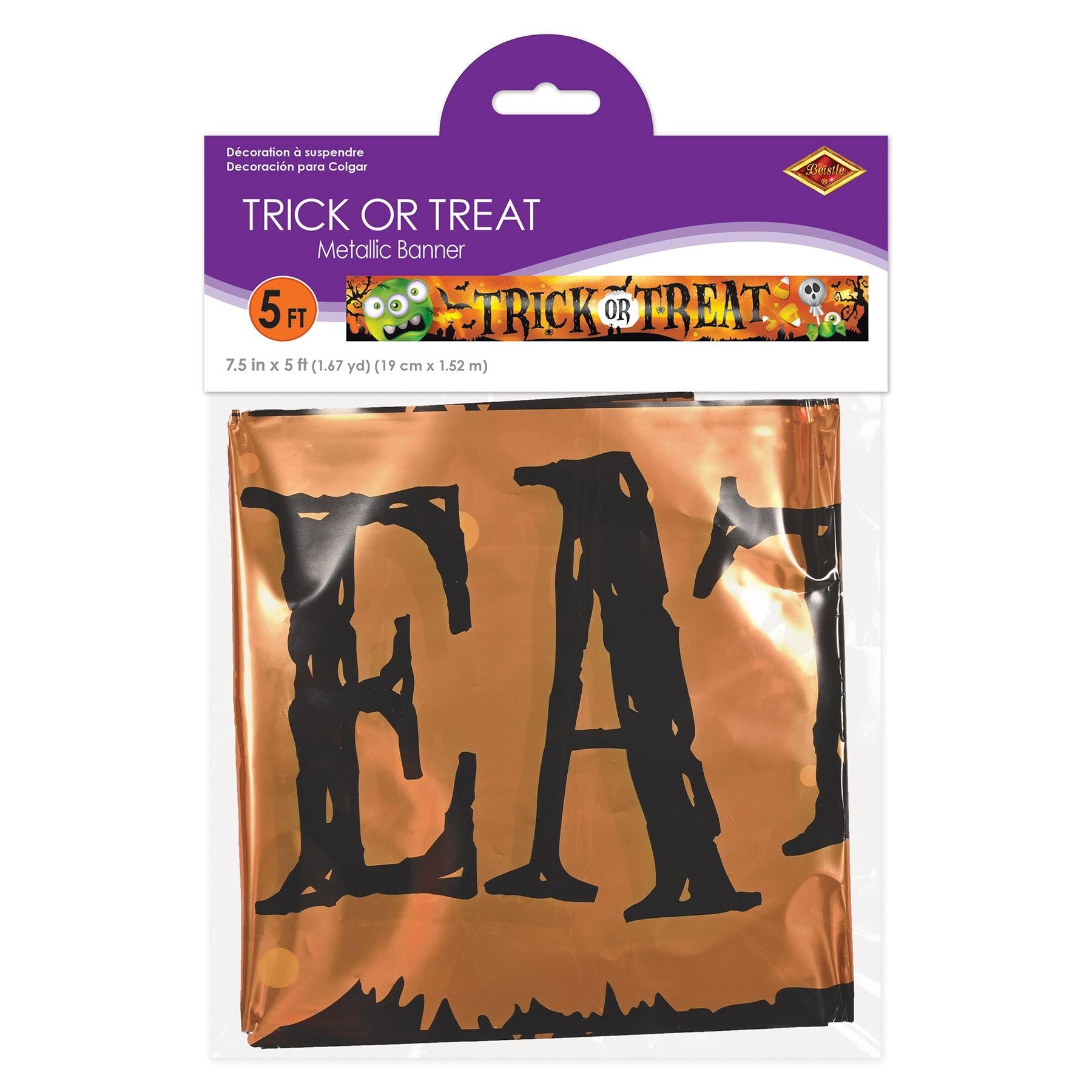 12 Pack Beistle Halloween Metallic Trick Or Treat Banner - Premium Party Decorations for Halloween, Fall Festivals & Spooky Home Decor