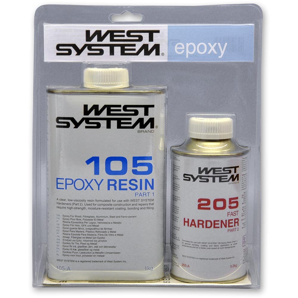 West System 105 Epoxy Resin & 205 Fast Hardener Kit - Marine Grade Boat Repair Adhesive for Fiberglass, Wood & Metal - Ideal for Boat Hull Repair, Deck Sealing & Waterproofing Projects