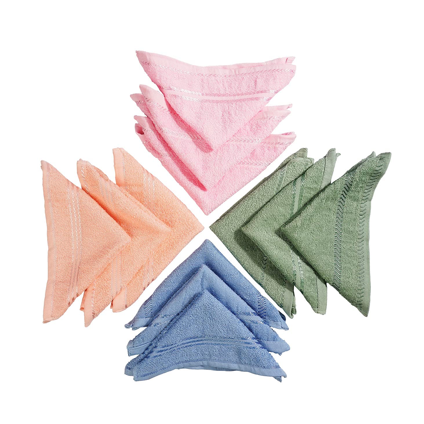 GRGRASP 100% Cotton Soft 300 GSM Face Towel Set of 12, 27x27cm Small, Multi Color - Perfect for Gym, Travel, and Daily Skincare Routine
