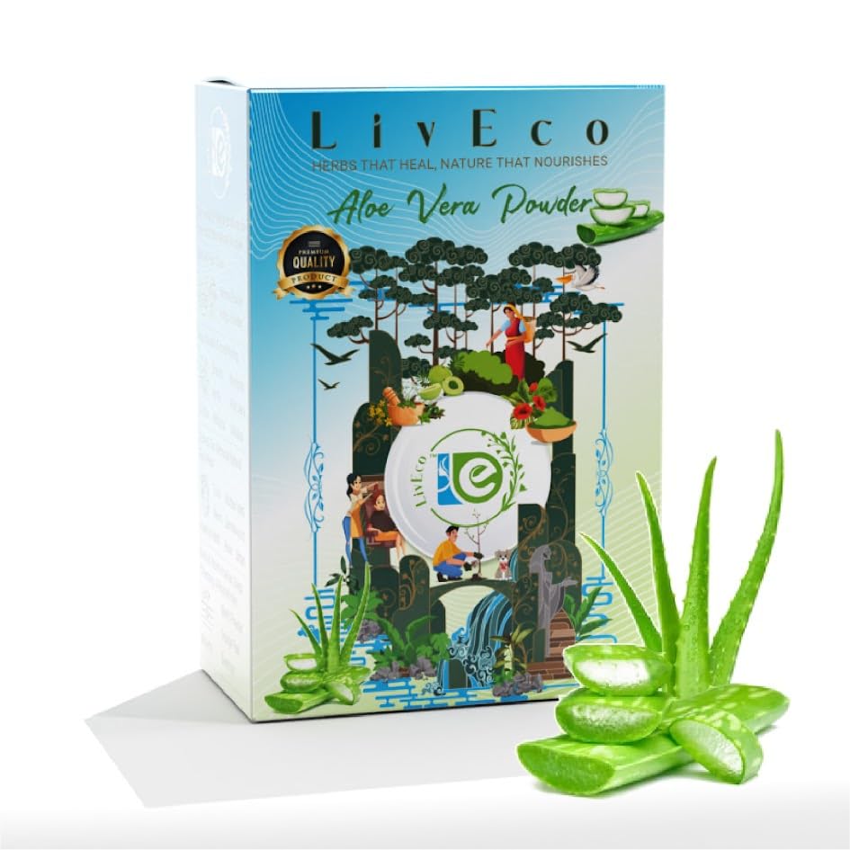 LivEco Organic Aloe Vera Powder 150g - DIY Soothing & Hydrating Face Mask, Hair Treatment - Perfect for Natural Skincare & Hair Care Routine