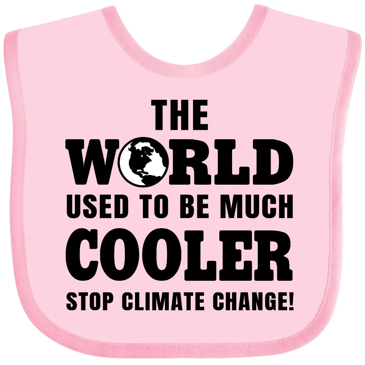 Inktastic 'The World Used To Be Much Cooler' Stop Climate Change Baby Bib - Eco-Friendly Organic Cotton Drool Bib for Infants & Toddlers - Perfect for Feeding, Teething, and Everyday Use