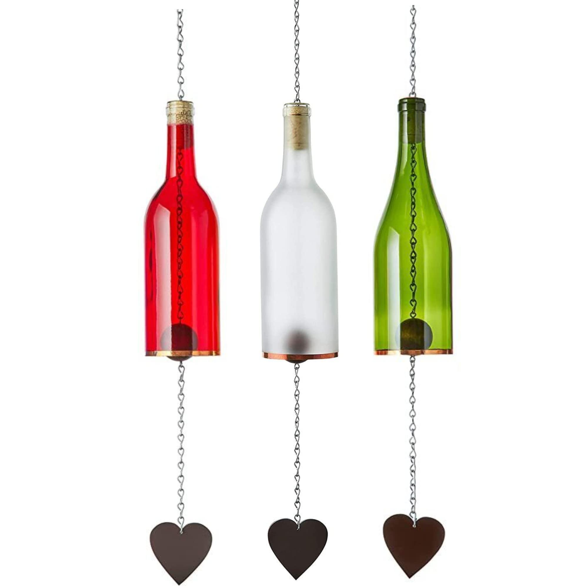 Handmade Wine Bottle Wind Chime - Elegant Indoor & Outdoor Decor, Recycled Glass Bottle Wind Chimes with Sun Catcher - Perfect Housewarming, Birthday, Christmas Gifts for Women (Patio, Garden, Porch Decor)