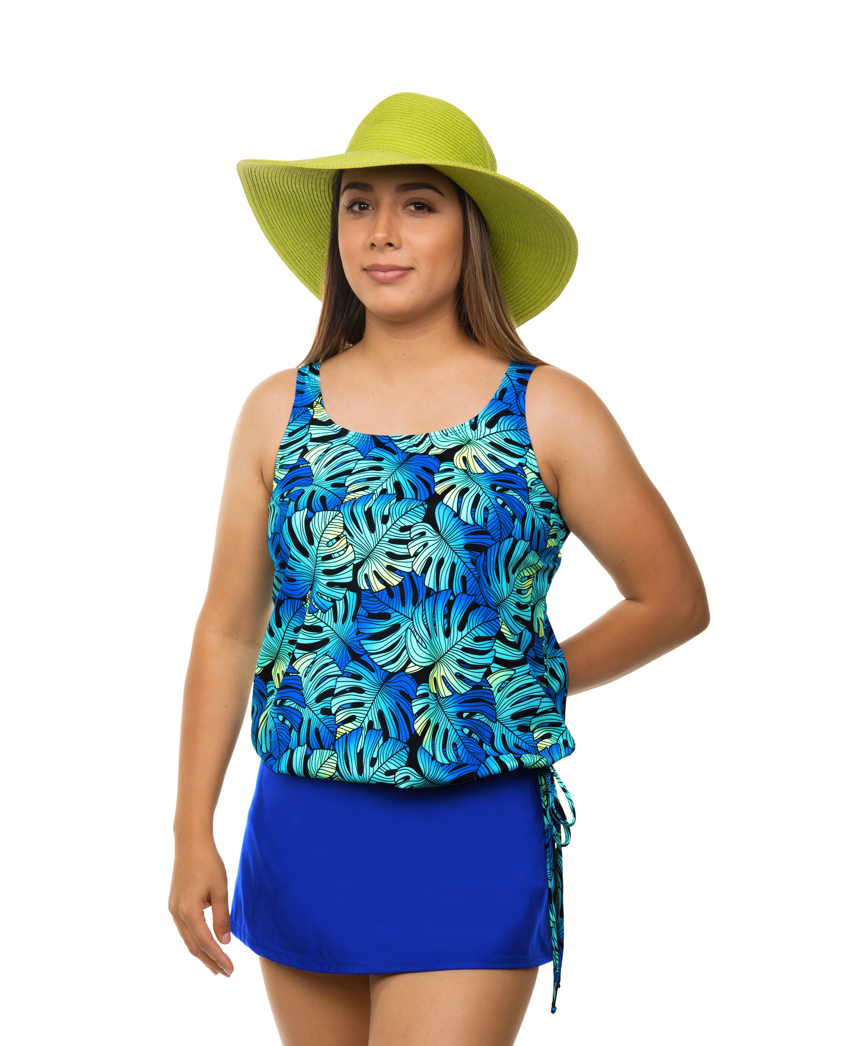 Women's Indigo Isle Tank Strap Blouson Top - Casual Summer Beachwear for Vacation & Outdoor Activities