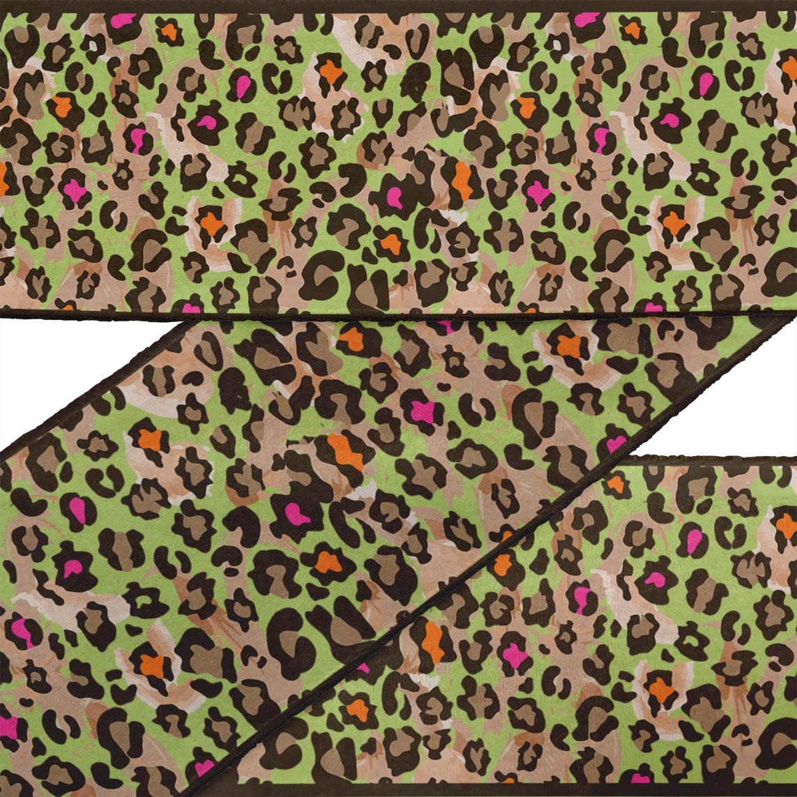 Green Leopard Print Dupion Fabric Ribbon Trim - 9 Yards, 2 Inches Wide for Crafts, Sewing & DIY Accessories | Perfect for Costume Design, Home Decor & Gift Wrapping