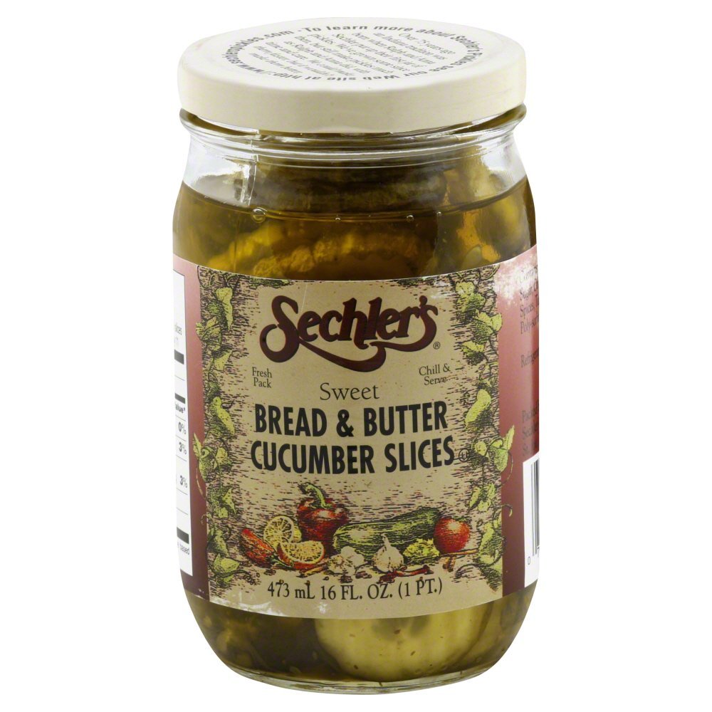 Sechler's Sweet Bread & Butter Pickle Slices 16oz (Pack of 2) - Crunchy & Sweet Pickles for Burgers, Sandwiches & Charcuterie Boards