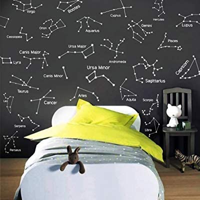 Zodiac Constellation Wall Decals - DIY Star Stickers for Bedroom, Nursery & Home Decor - 12 Astrological Signs - Easy Peel & Stick Wall Art for Kids & Adults