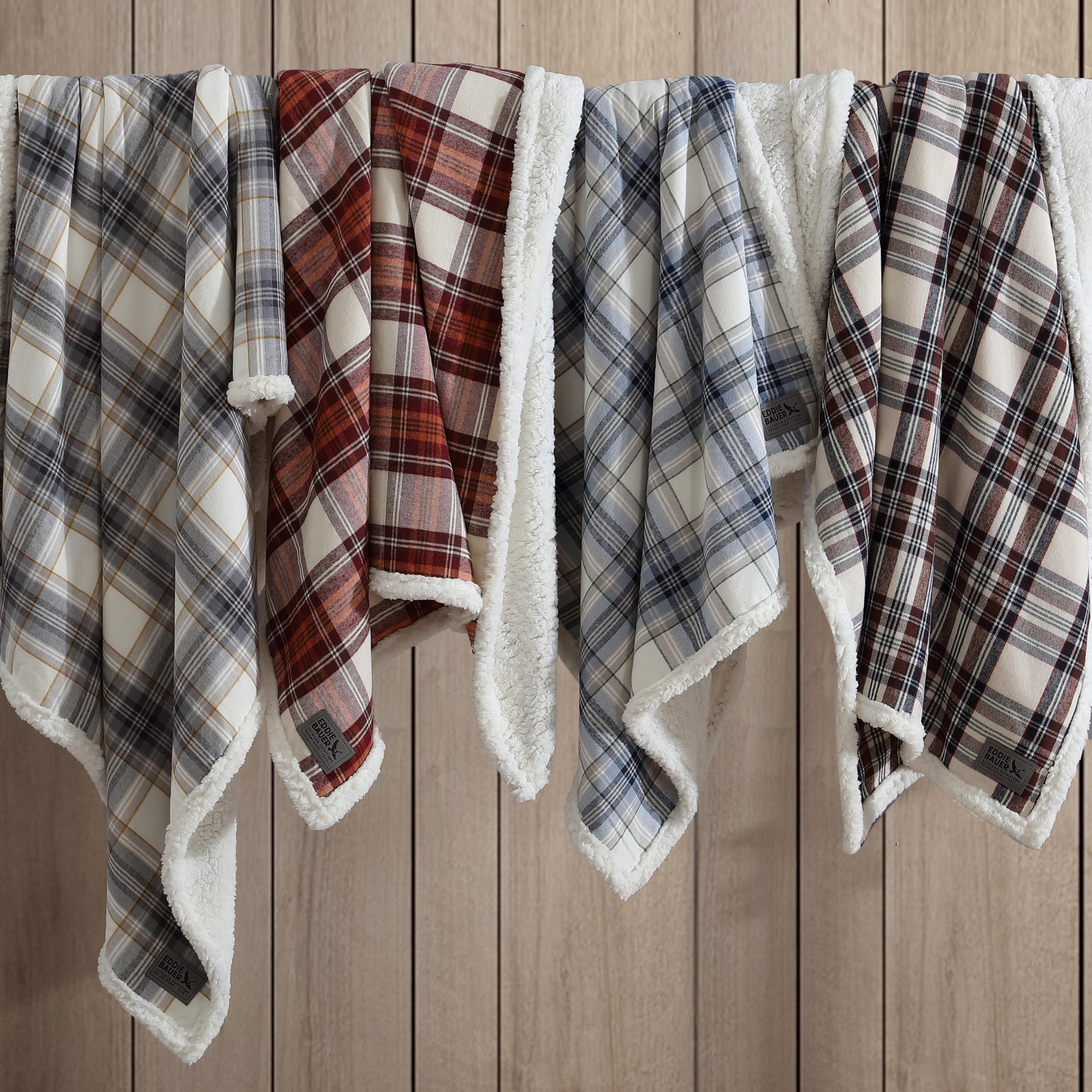 Eddie Bauer Super Soft Reversible Sherpa & Brushed Fleece Throw Blanket - Warm Plaid Bedding for Couch, Sofa, Bed - Perfect for Lounging, Movie Nights & Cozy Winter Evenings (Montlake Plaid Red)