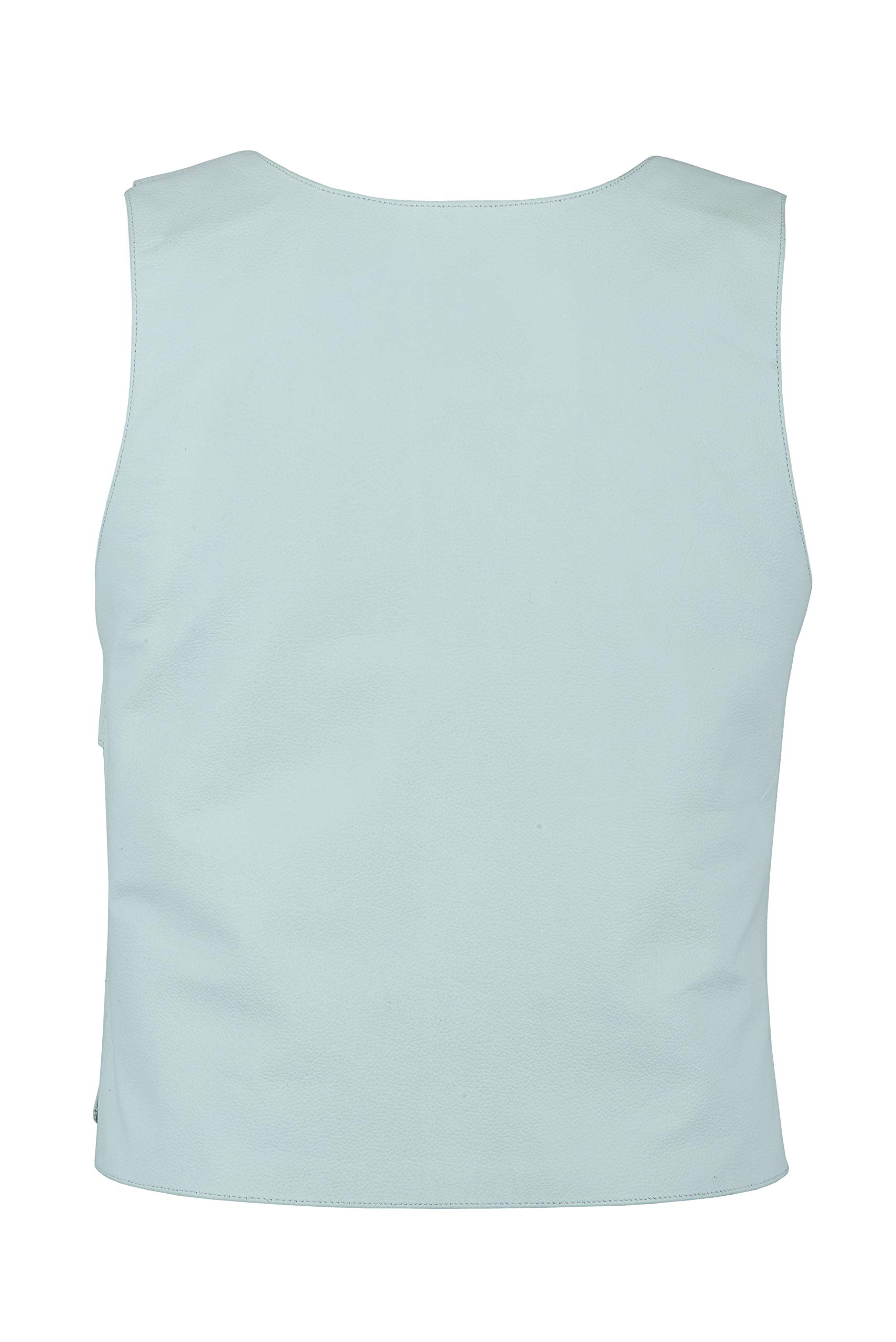 White Leather Motorcycle Vest for Women - Stylish Bulletproof Design for Riding & Fashion | Perfect for Biker Events, Casual Outfits & Motorcycle Enthusiasts