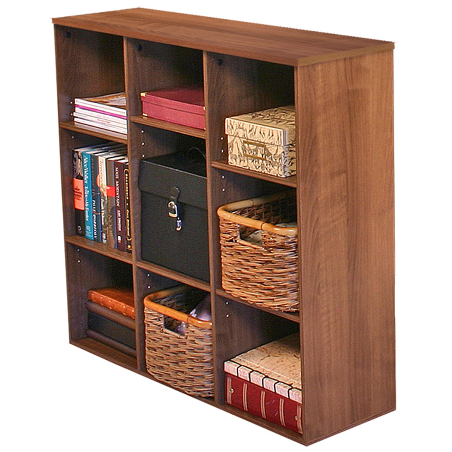 Venture Horizon 9-Cubby Bookcase - Solid Walnut Wood Storage Shelf for Living Room, Bedroom & Office - Modern Book Organizer with 9 Open Compartments