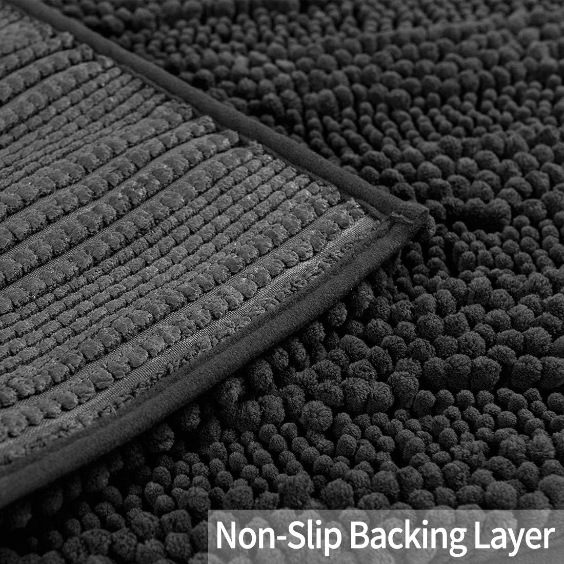 Premium Chenille Bathroom Rug - Ultra Soft & Absorbent Bath Mat, Machine Washable, Non-Slip Shower Rug for Tub & Bathroom (Grey, 27.5x47 Inches) - Perfect for Bathroom Safety & Comfort, Luxury Spa Experience at Home