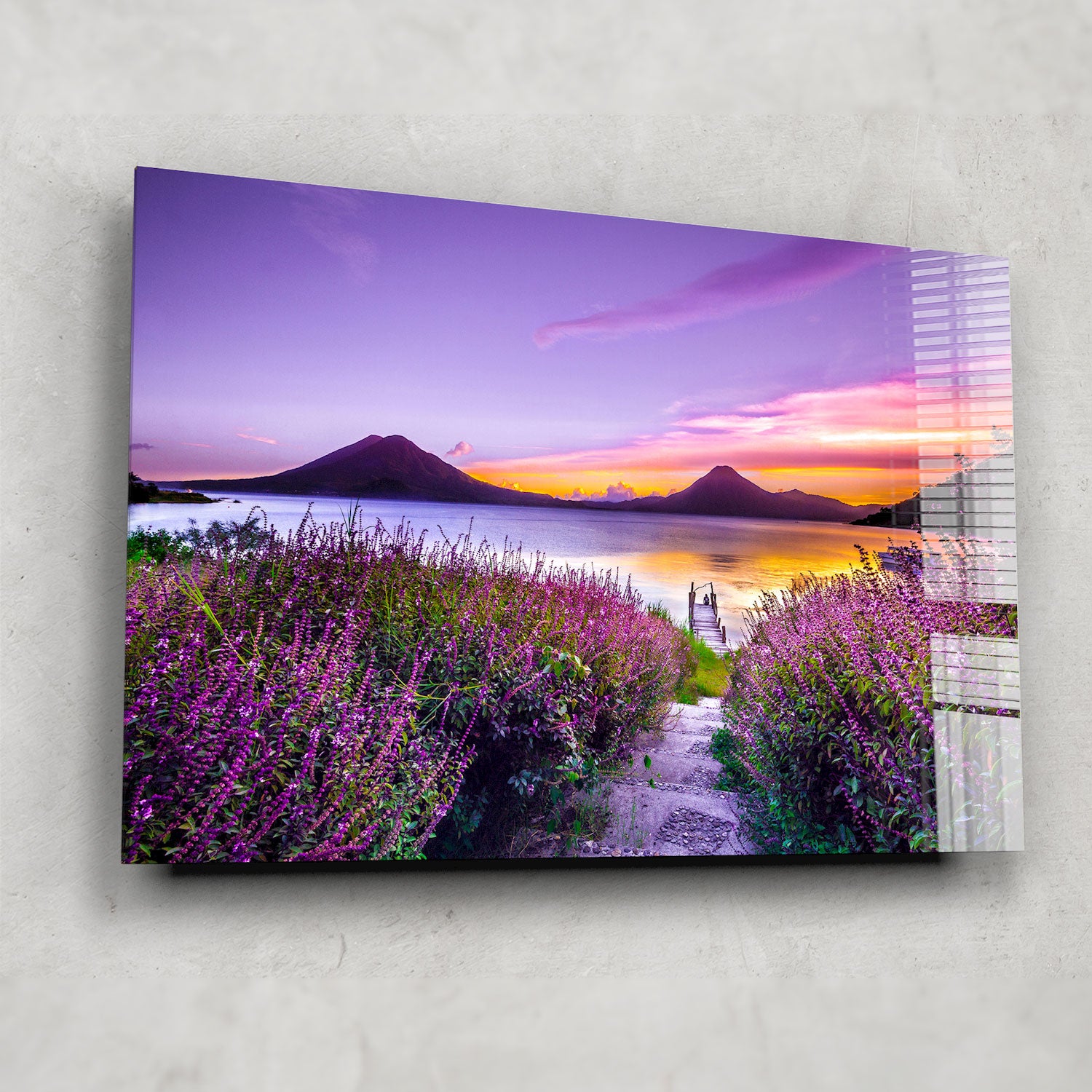 Stunning Purple Sunset Wall Art - Handmade Canvas Painting for Home & Office Decor | Perfect for Living Room, Bedroom, or Gift