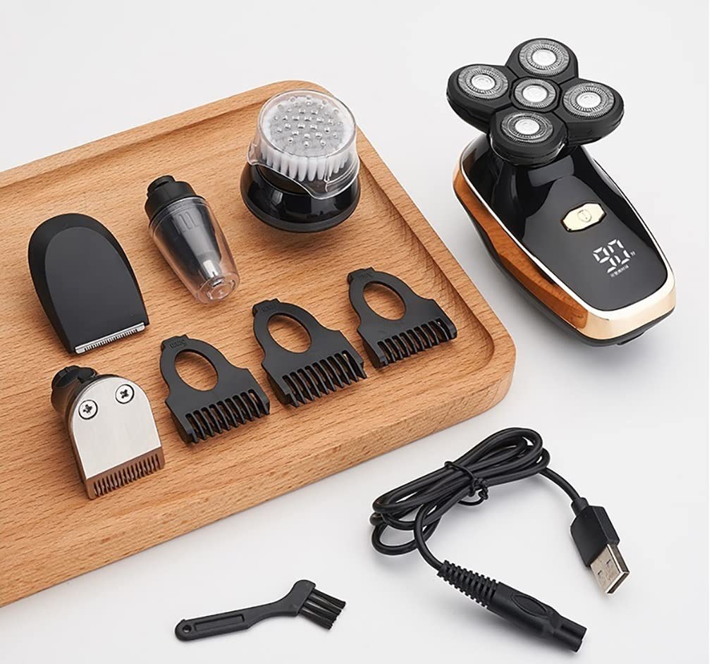5-in-1 Rechargeable Electric Razor for Men - Wet/Dry Shaver with Digital Display, Beard Trimmer & Body Groomer | Perfect for Travel, Home & Gym Use