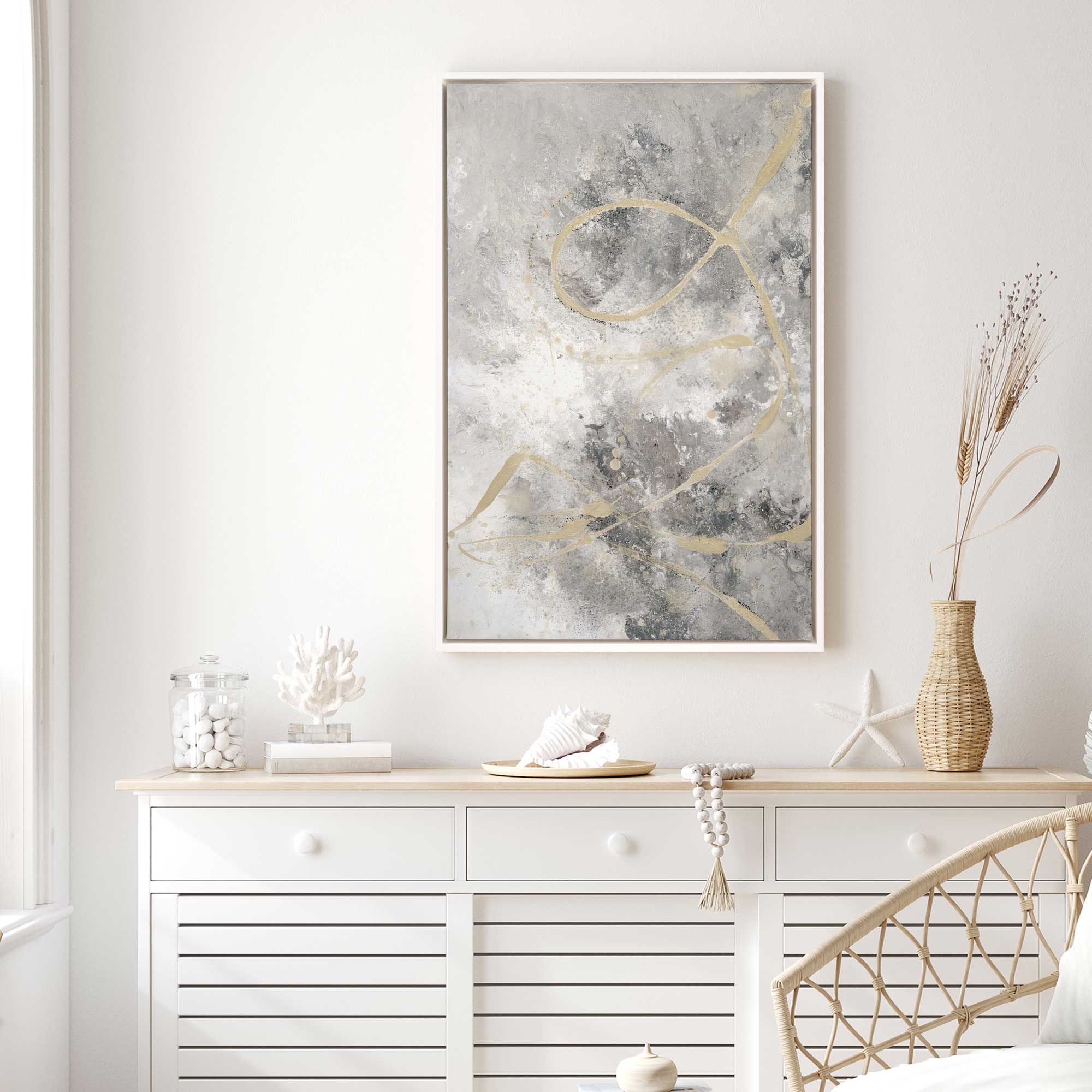 Gilded Whispers v3 Canvas Wall Art Print - Modern Abstract Painting for Living Room, Bedroom & Office Decor