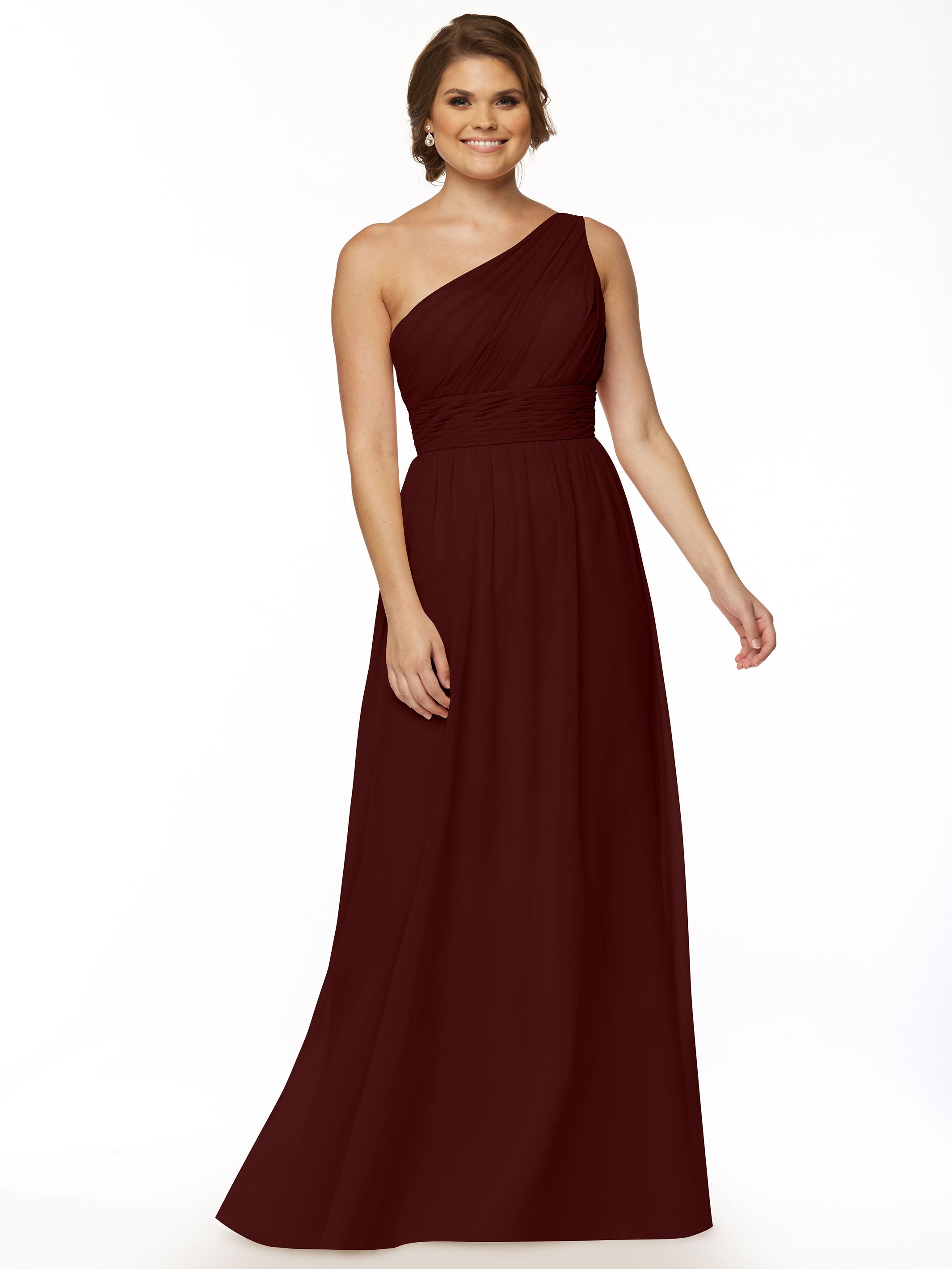 Elegant One Shoulder A-Line Chiffon Bridesmaid Dress with Ruching - Perfect for Weddings, Formal Events & Special Occasions