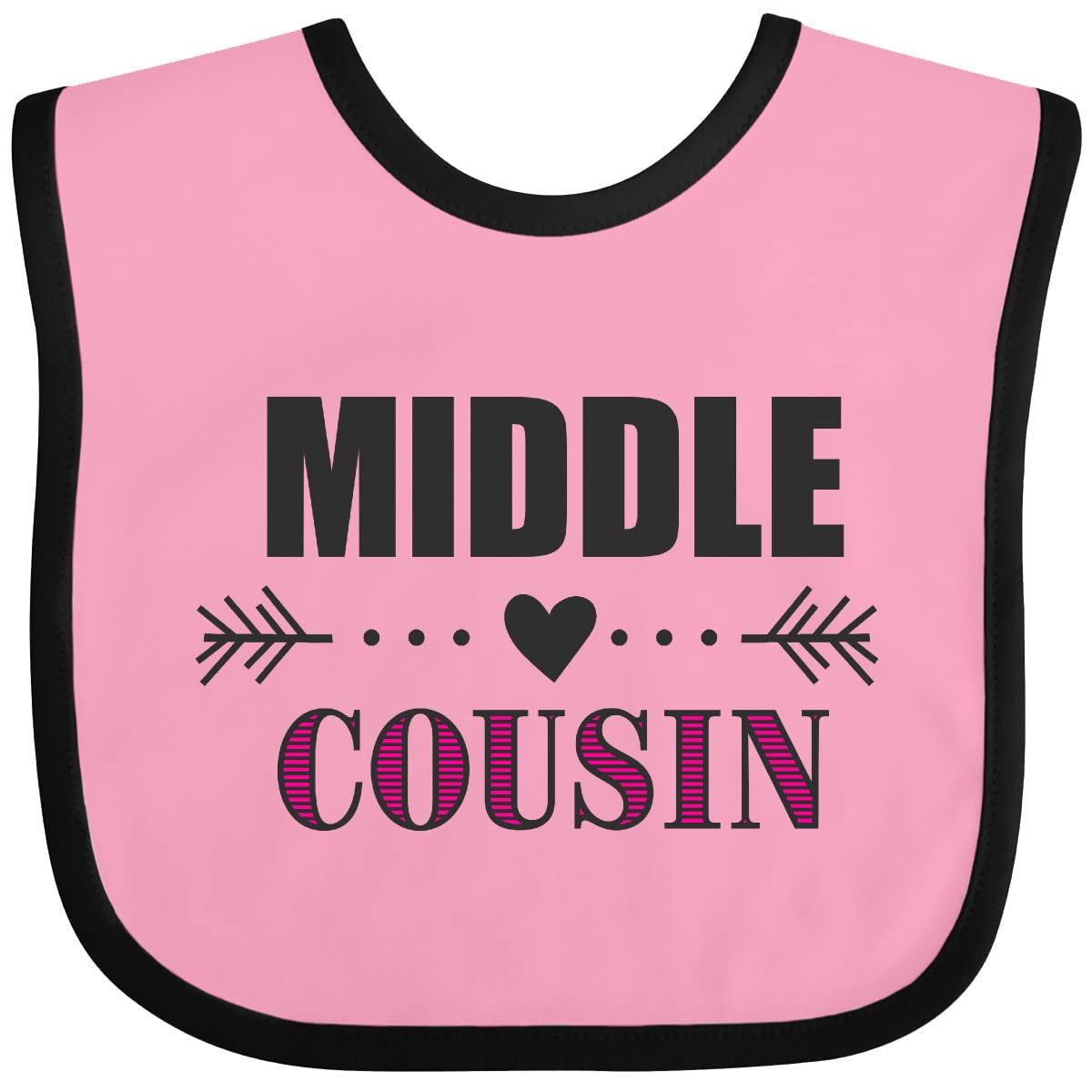 Inktastic Middle Cousin with Heart Arrow Baby Bib - Soft Cotton Drool Bib for Infants & Toddlers - Perfect for Feeding, Teething, and Everyday Use