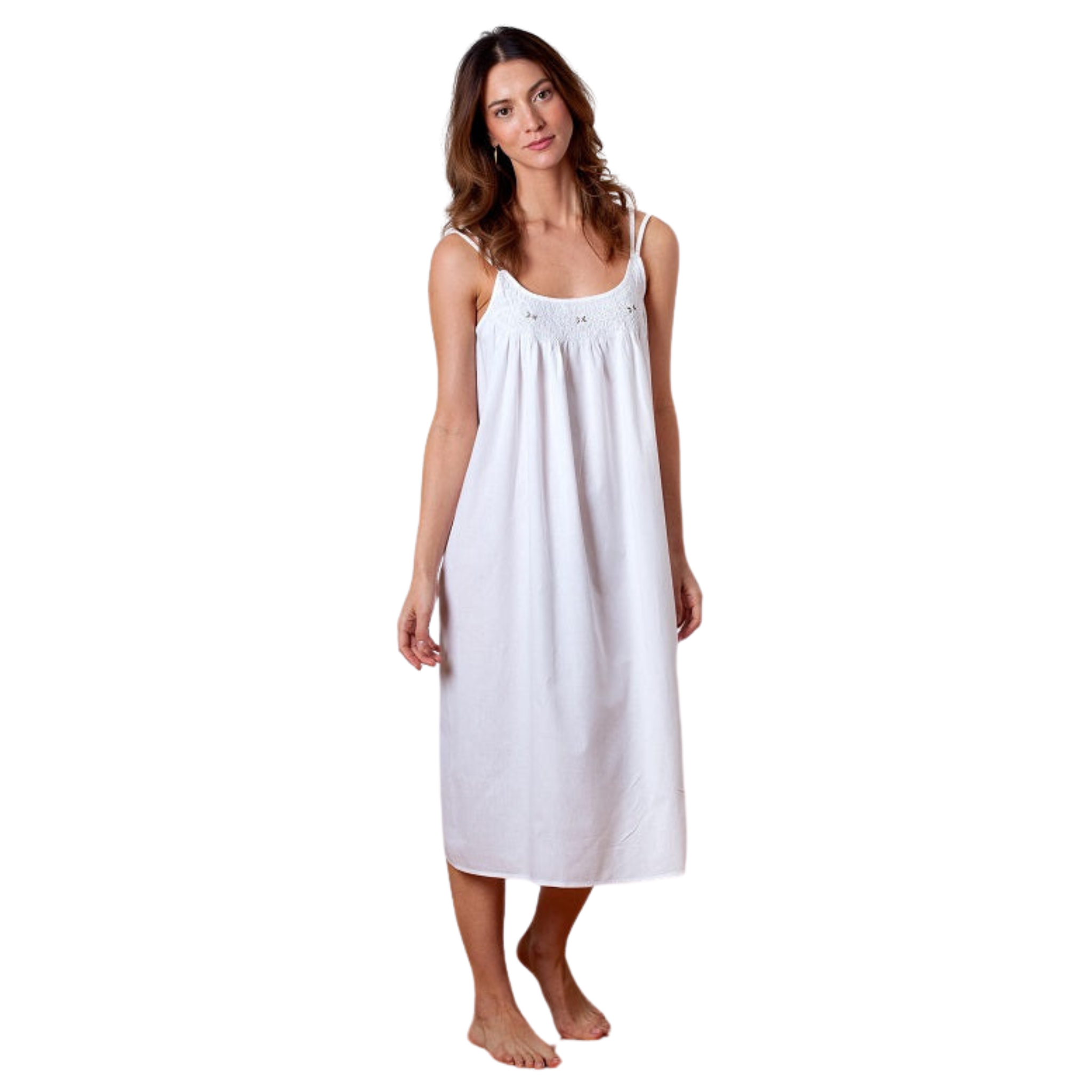 Chrissy White Cotton Nightgown for Women - Soft Comfortable Sleepwear - Perfect for Bedtime, Lounging & Maternity Wear
