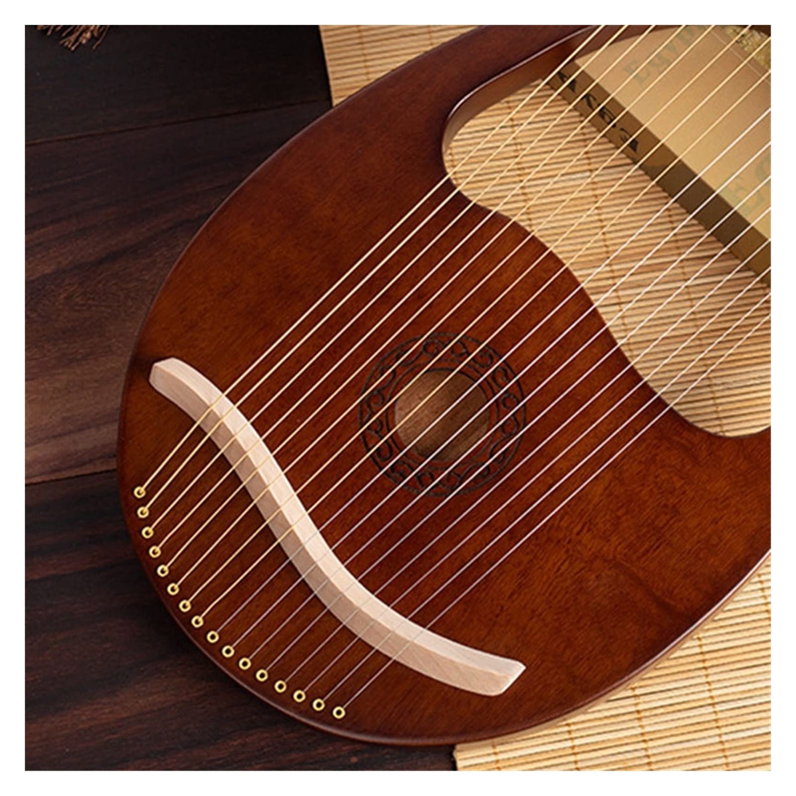 16 String Mahogany Lyre Harp - Handcrafted Musical Instrument with Tuning Wrench & Extra Strings | Perfect for Meditation, Celtic Music & Home Decor