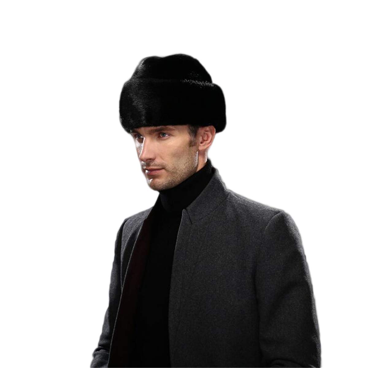KAISHIN Men's Real Mink Fur Winter Hat with Ear Flaps - Warm Bomber Style Fur Hat for Cold Weather - Perfect for Skiing, Snowboarding & Outdoor Winter Activities