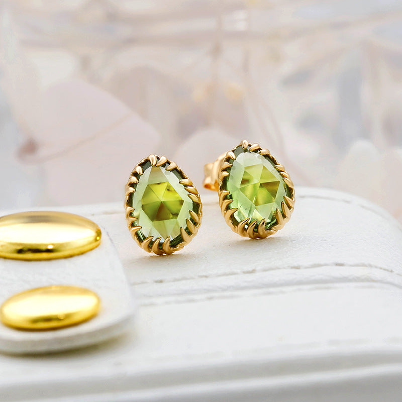 Natural Green Peridot Stud Earrings for Leo Birthstone | Sterling Silver Hypoallergenic Jewelry | Perfect for Birthday Gifts, Anniversary & Everyday Wear