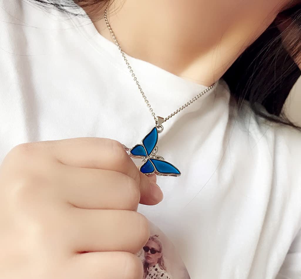 Temperature Sensing Color Changing Pendant Necklace - Heart, Butterfly, Turtle, Dolphin, Moon & Star Designs - Mood Jewelry Gift for Women & Girls - Perfect for Valentine's Day, Birthday & Anniversary Gifts