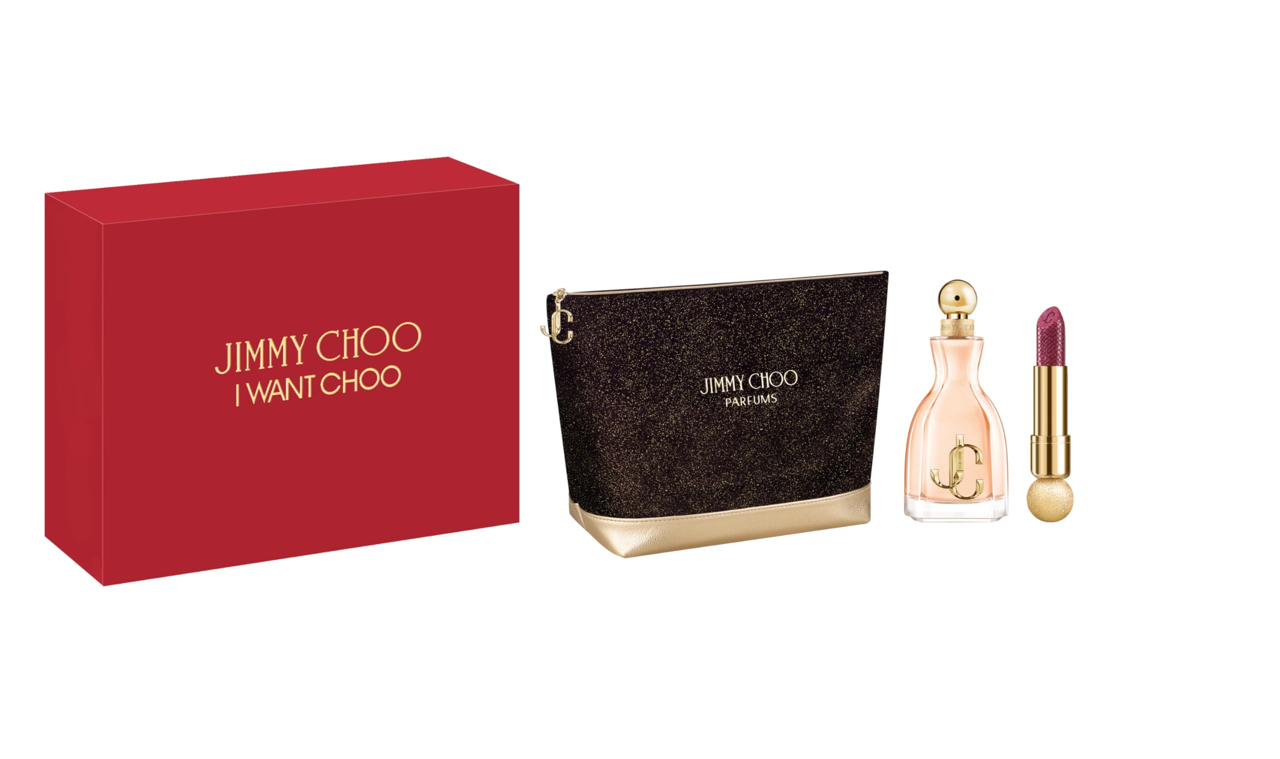Jimmy Choo I Want Choo Perfume & Lipstick Gift Set for Women - Luxury Fragrance & Makeup Combo for Date Night, Special Occasions & Gifts