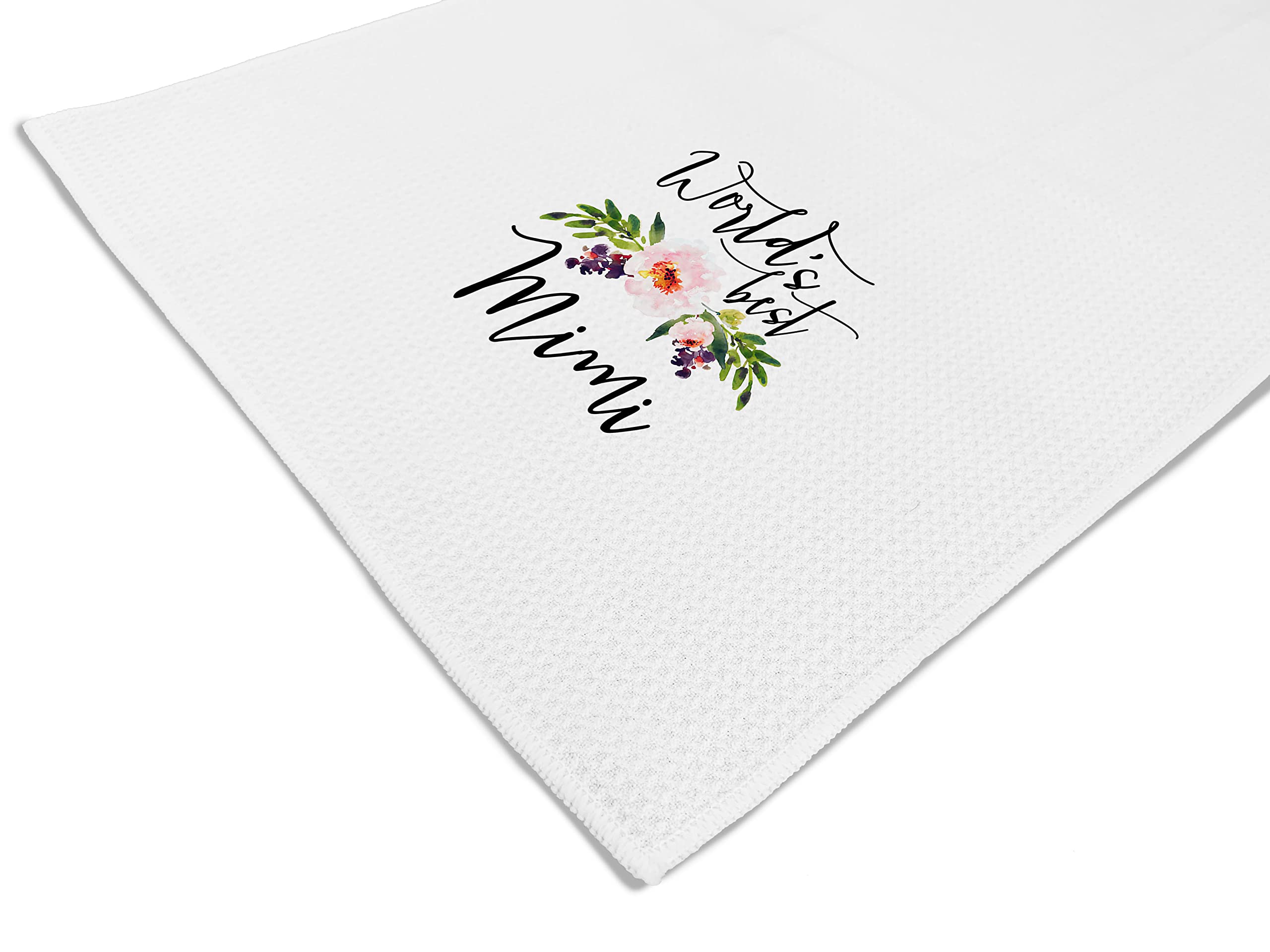 World's Best Mimi Flowers Bath Towel - Soft, Absorbent & Decorative - Sweet Funny Gift for Grandma from Granddaughter or Grandson - Perfect for Bathrooms, Spas & Thoughtful Gift Giving