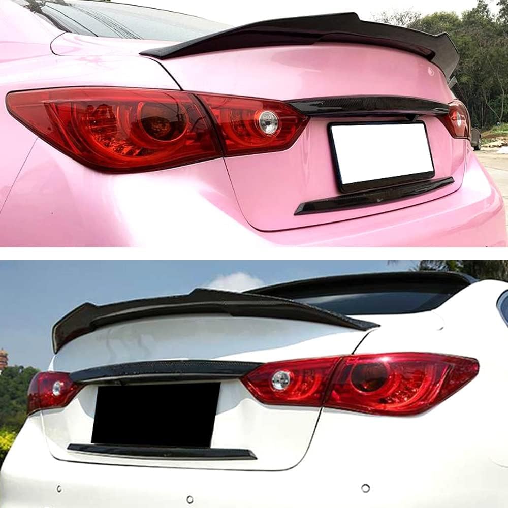 SNA Q50 Carbon Fiber Rear Spoiler Wing - Gloss Black for 2014-2023 Infiniti Q50 & Q50S Sedan | High-Performance Dry Carbon | Aerodynamic Upgrade for Sporty Look & Better Stability