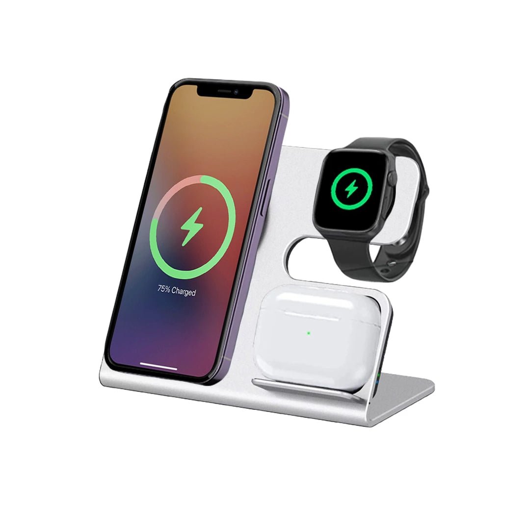 MagStorm 3-in-1 Magnetic Wireless Charger for iPhone 14/13/12, Apple Watch & AirPods - Fast Charging Stand for Home, Office & Travel
