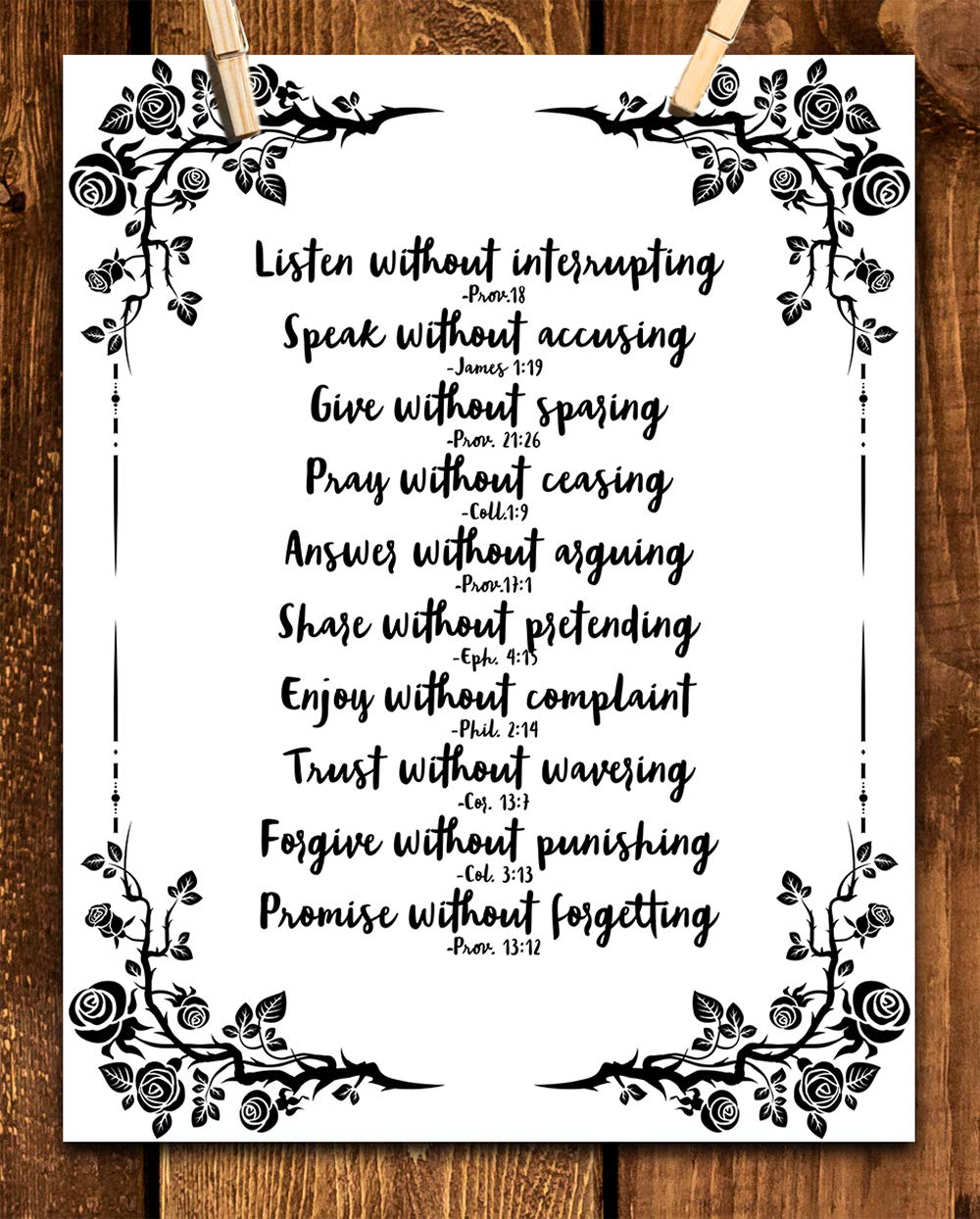 Marriage Rules Bible Quote Wall Art - Inspirational Christian Scripture Prints for Home & Office - Black and White Religious Decor for Women - Perfect for Wedding Gifts, Bedroom & Faith-Based Spaces