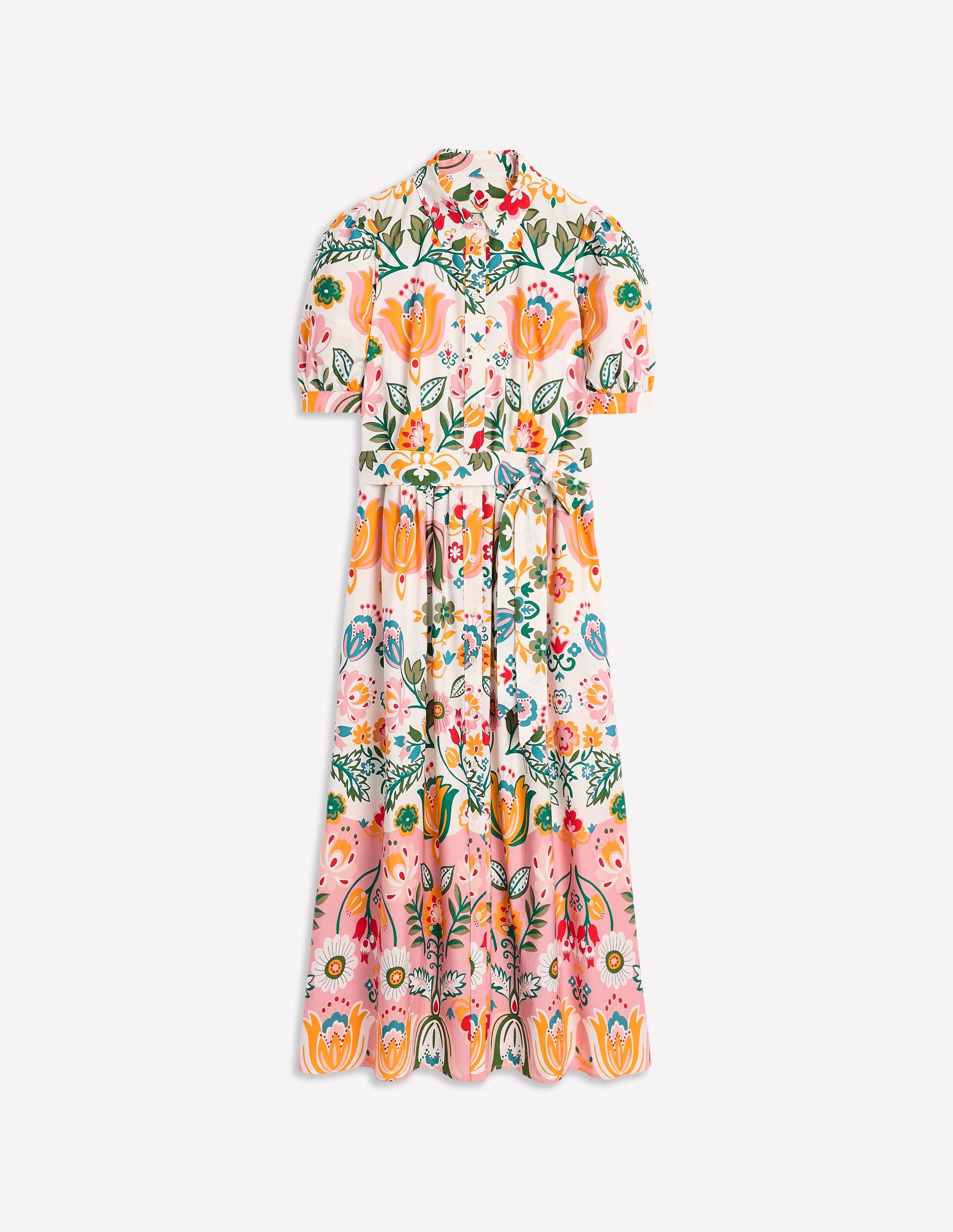Alexa Maxi Shirt Dress for Women - Elegant Ivory Floral Print with Tulip Design | Perfect for Summer Outfits, Beach Vacations and Casual Office Wear