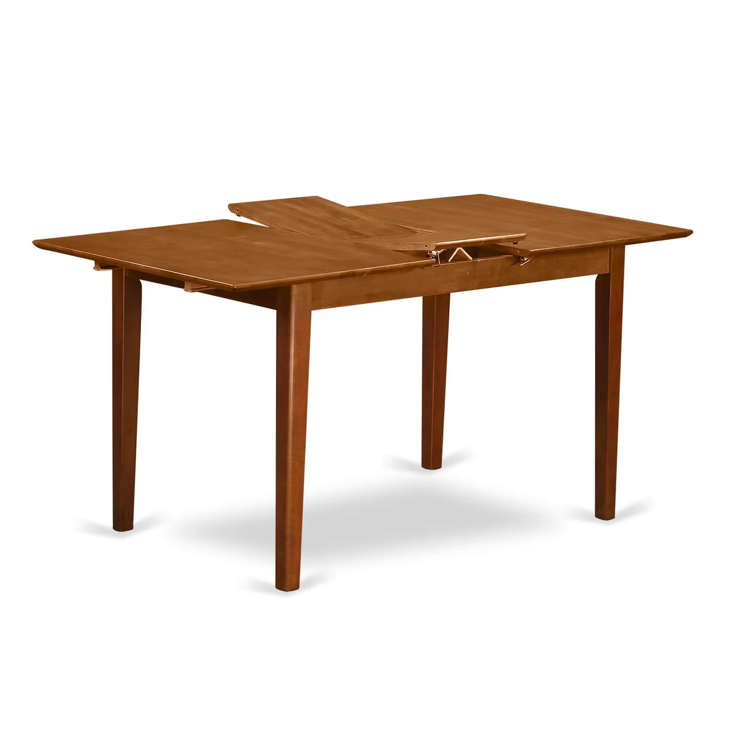 East West Furniture 5-Piece Dinette Set for 4 - Rectangle Dining Table with Butterfly Leaf & 4 Kitchen Chairs, 32x60 Inch, Saddle Brown - Perfect for Small Spaces, Breakfast Nooks & Compact Dining Rooms