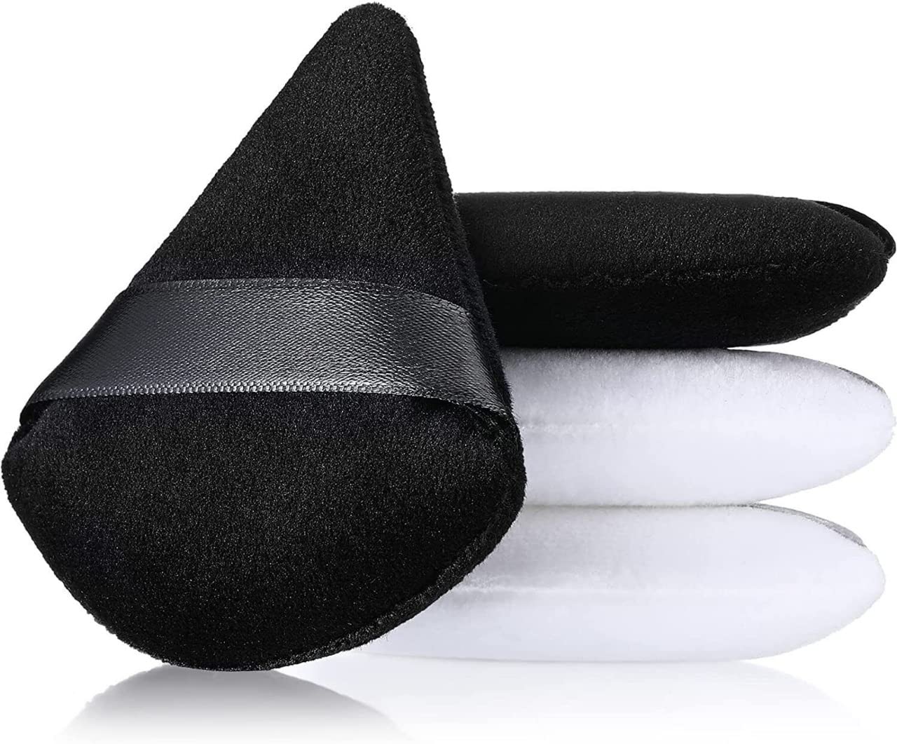 2PCS Washable Triangle Powder Puff - Soft Makeup Sponge for Foundation & Cosmetic Blending, Reusable Wet/Dry Beauty Blenders (Black & White) - Perfect for Liquid, Cream & Powder Makeup Application