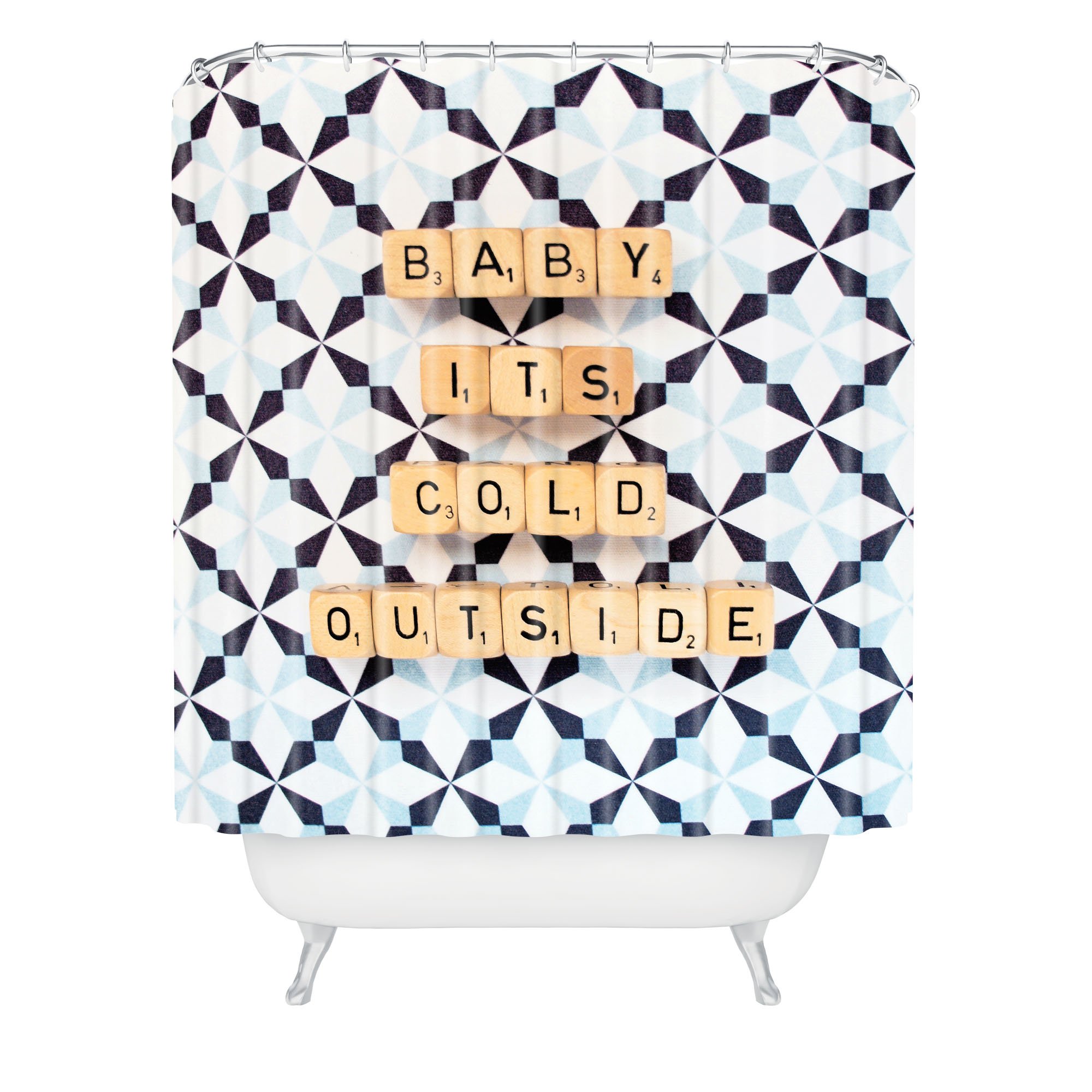 Deny Designs Happee Monkee 'Baby It's Cold Outside' Shower Curtain - 69 x 72 Inches Waterproof Bathroom Decor for Winter & Holiday Season - Perfect for Bathrooms, Guest Rooms, and Seasonal Home Decor
