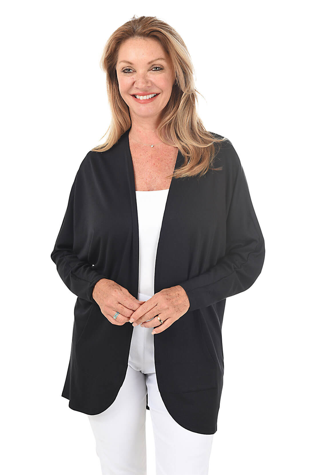 Double Pocket Dolman Sleeve Cardigan for Women - Soft Knit Long Open Front Sweater | Perfect for Office, Casual Outfits & Layering
