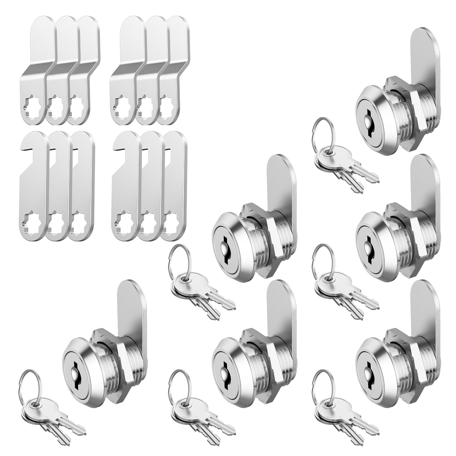 Jayseon 6-Pack Zinc Alloy Cabinet Locks with Keys - Keyed Alike for Mailbox, Toolbox & Cabinet Security - Perfect for Home, Office & Storage Organization