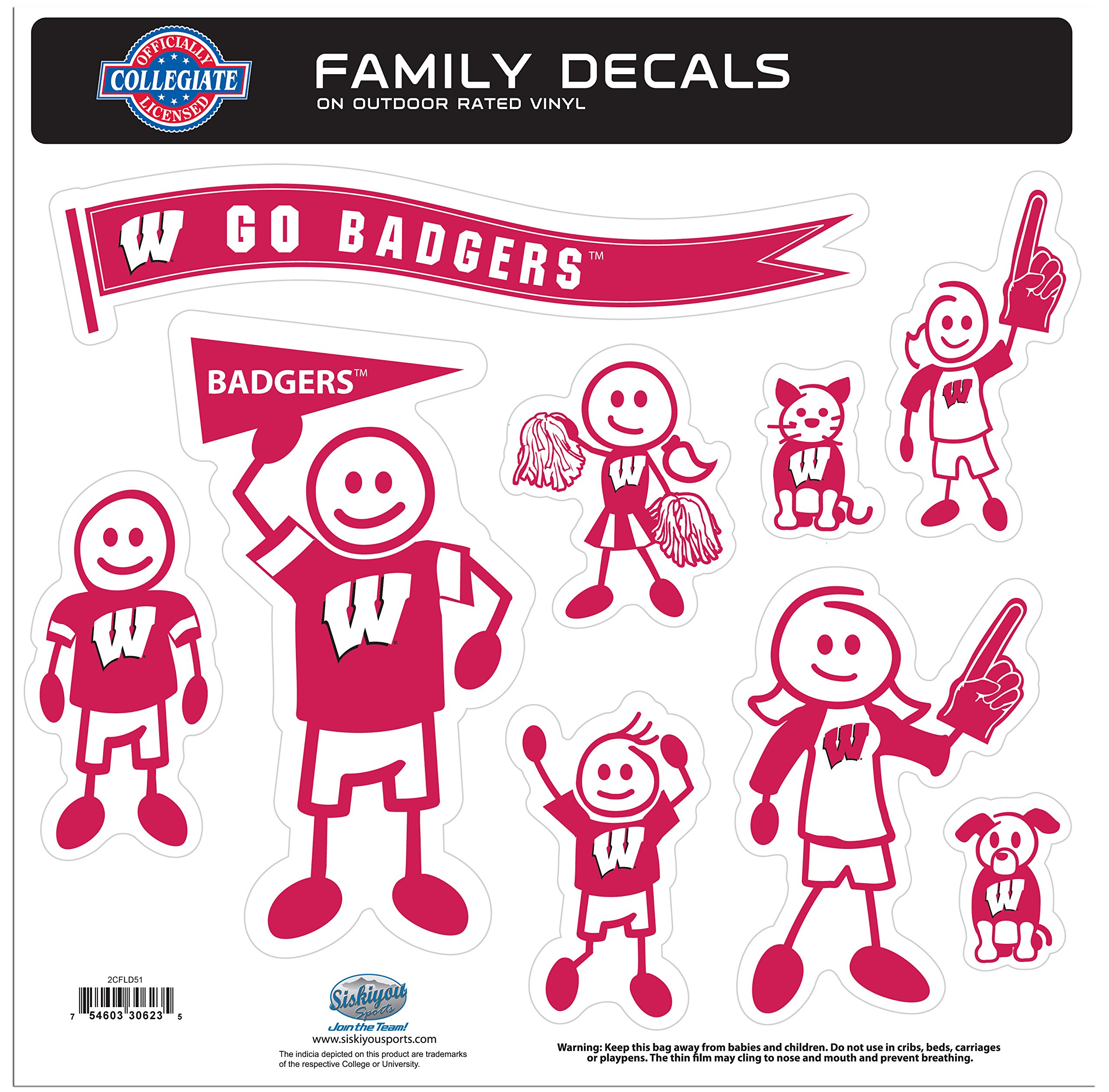 NCAA Family Character Decals - Large Vinyl Stickers for Cars, Windows & Laptops - Show Team Spirit at Home, Office & Game Days