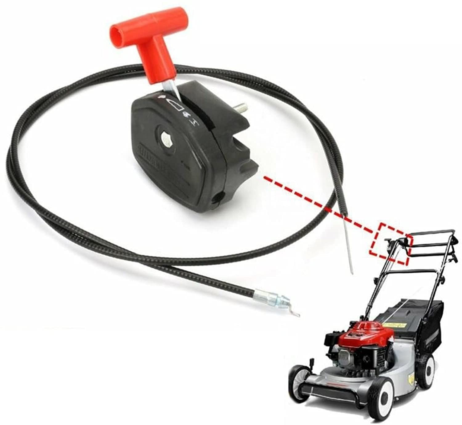 1pc Alloy Throttle Cable Lever 142cm (56 Inch) for Lawn Mower - Choke Control Handle Kit with Durable Switch - Perfect for Small Engine Repair & Outdoor Power Equipment Maintenance