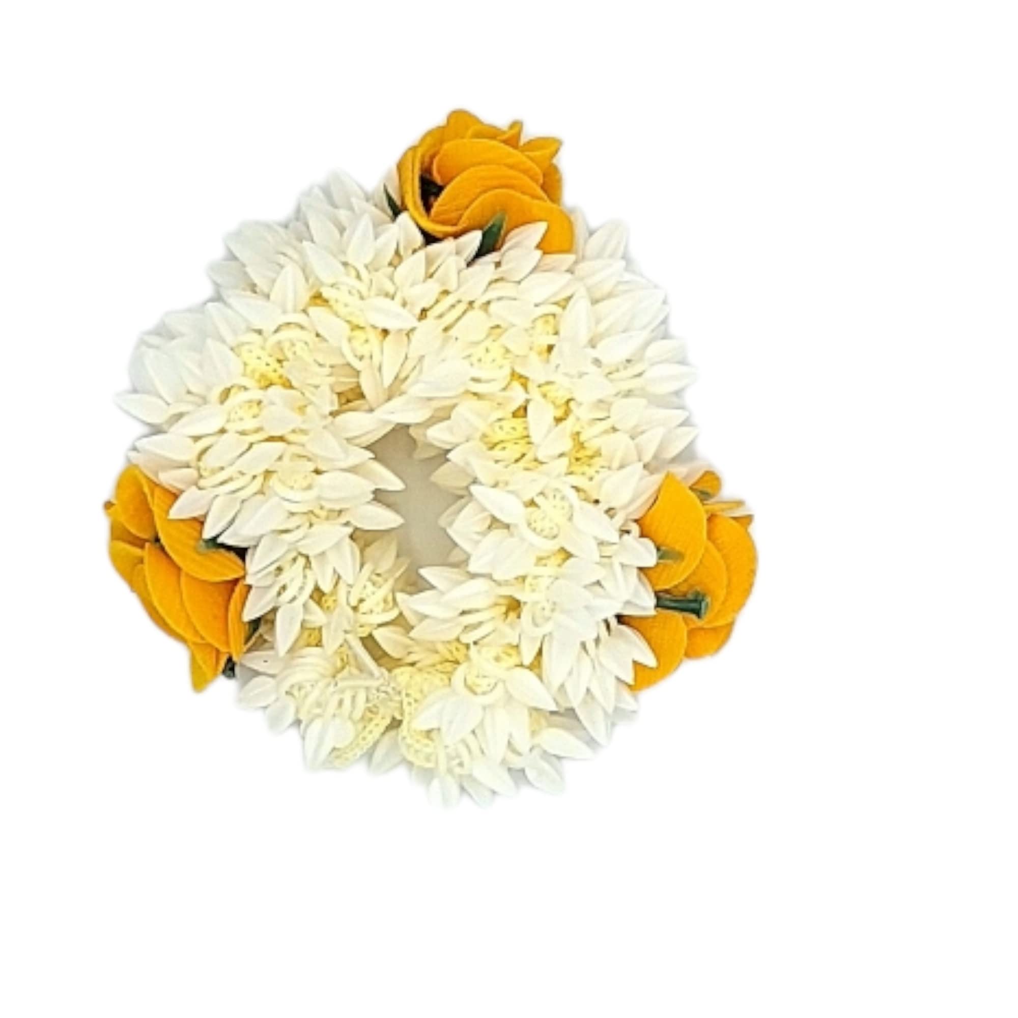 Pack of 2 Artificial Mogra & Rose Rubber Band Hair Flowers - Plastic Gajra Hair Accessories for Women & Girls - Perfect for Weddings, Parties & Traditional Outfits