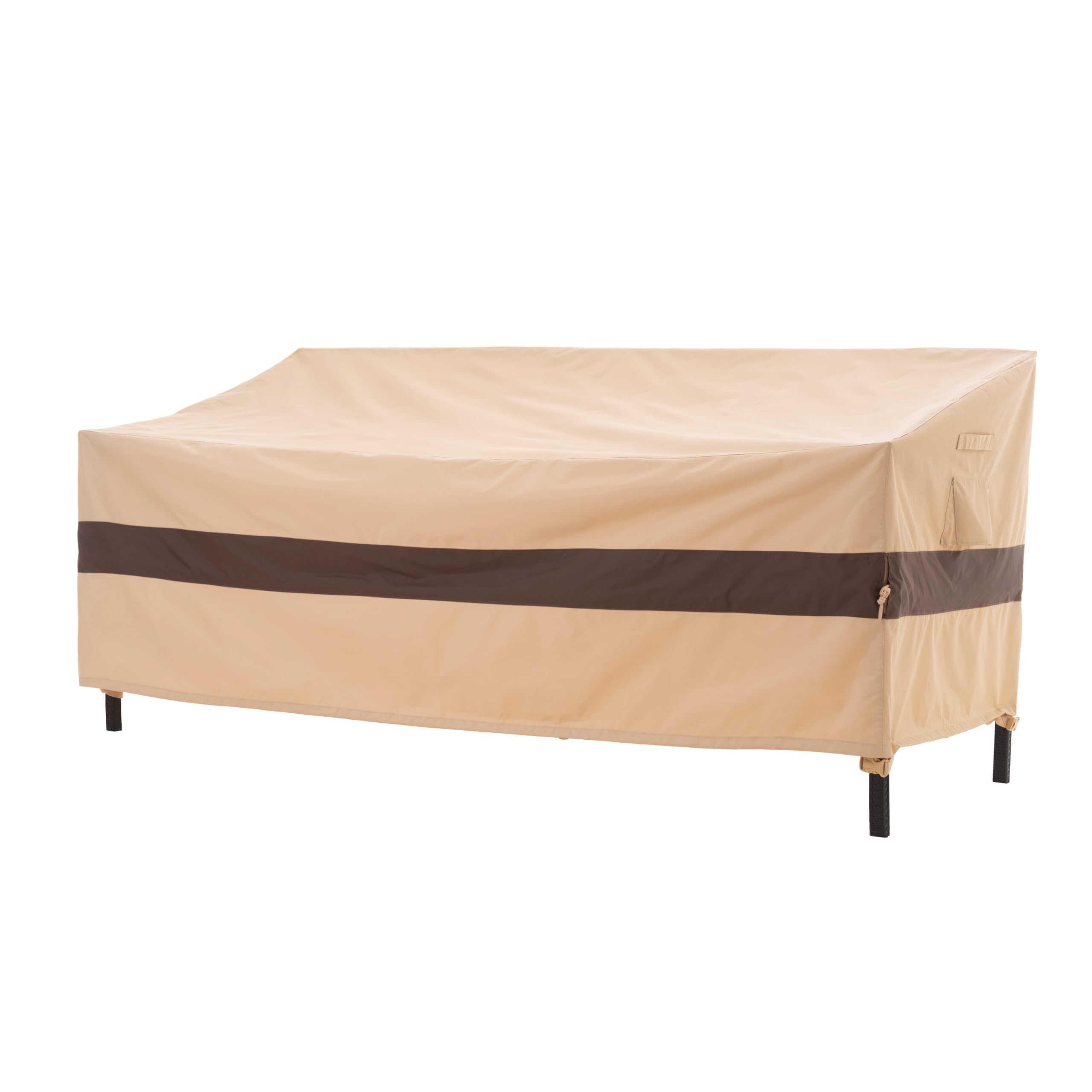 Beige & Coffee 3-Seater Outdoor Sofa Cover 87x42x35 Inches - Waterproof, UV-Resistant, Heavy Duty Patio Furniture Protector - Windproof & Anti-Fade for All Weather - Perfect for Backyard, Deck, Garden, and Poolside Use