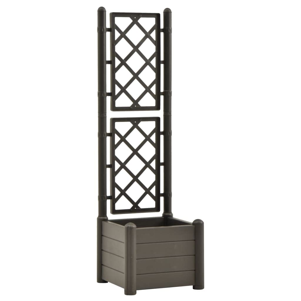vidaXL Garden Planter with Trellis - Raised Flower Bed Box, Outdoor Plant Pot for Flowers & Vegetables - Durable PP Anthracite Planter for Patio, Balcony & Backyard Gardening